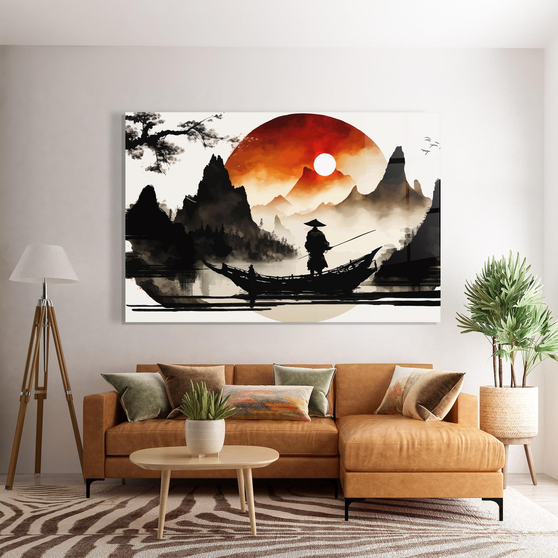 Glasbild Black Asiatic Boat mockup 7