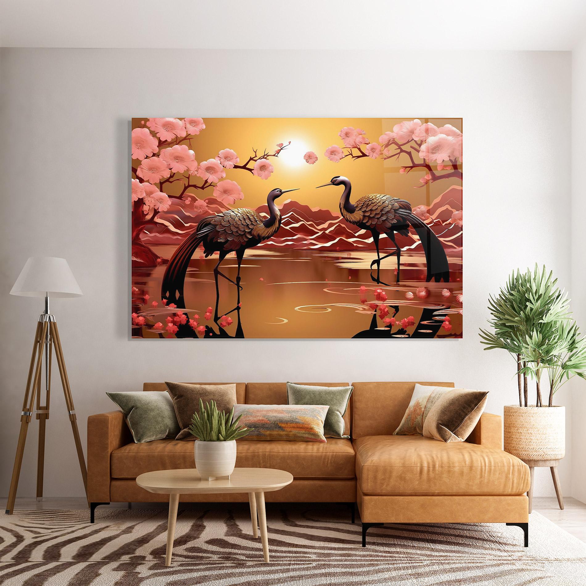 Glasbild Chinese Birds mockup 7