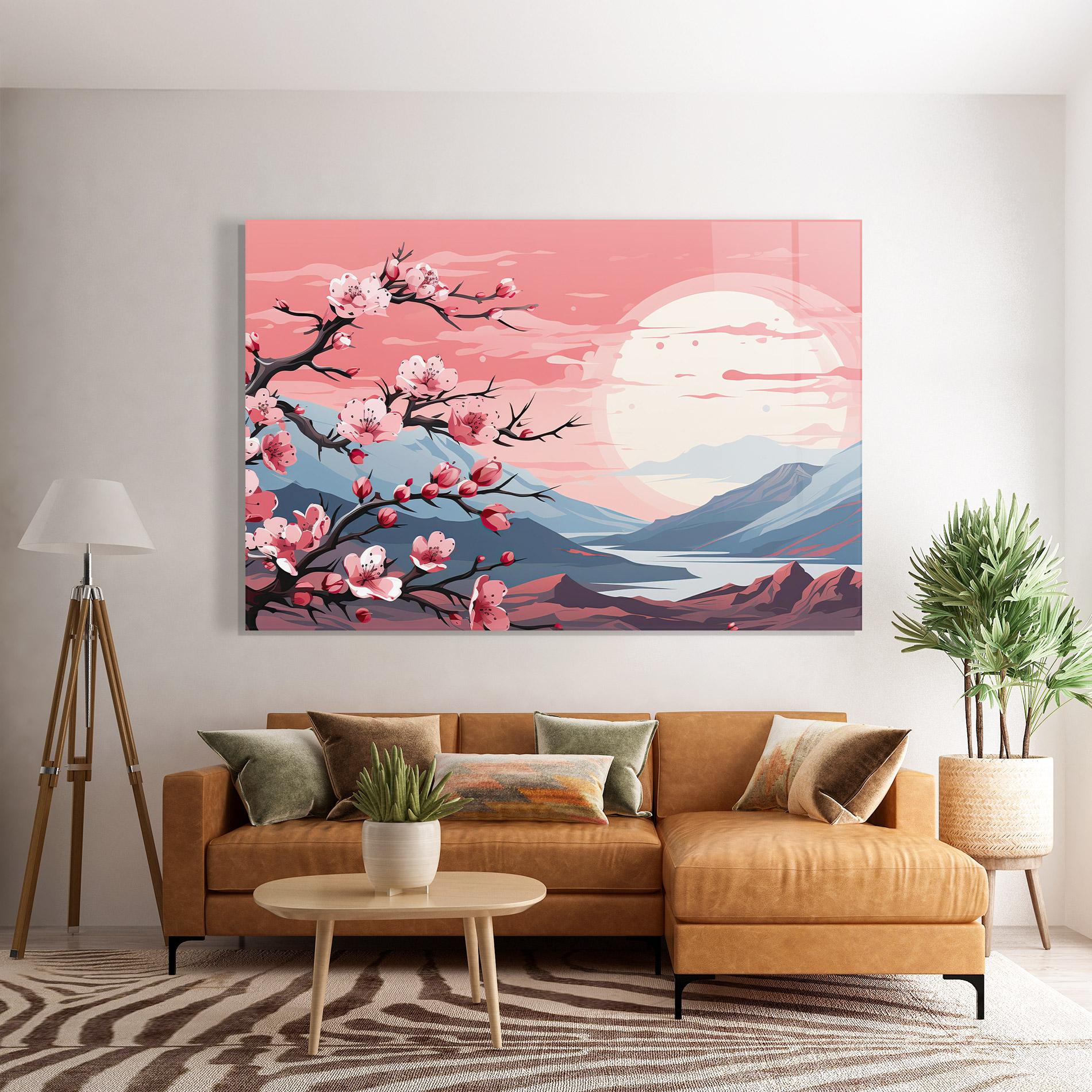 Glasbild Chinese Cherry Blossoms mockup 7