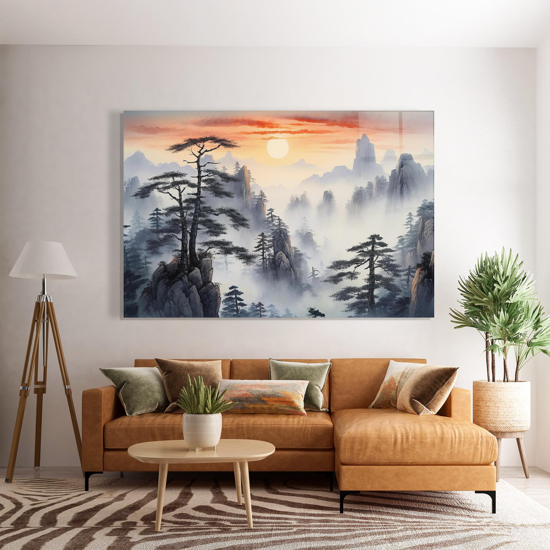 Glasbild Fog Trees mockup 7