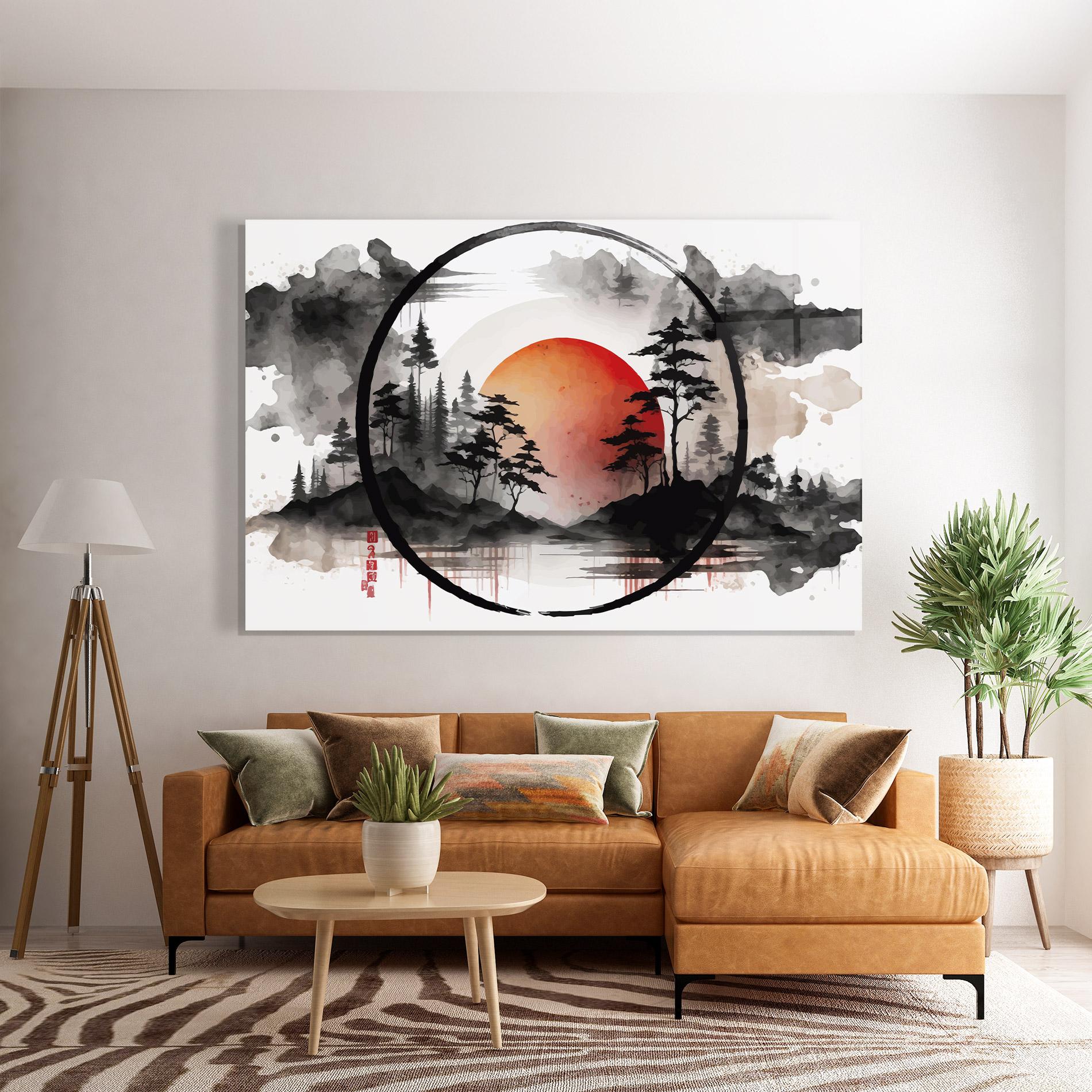 Glasbild Orange Sun Forest mockup 7