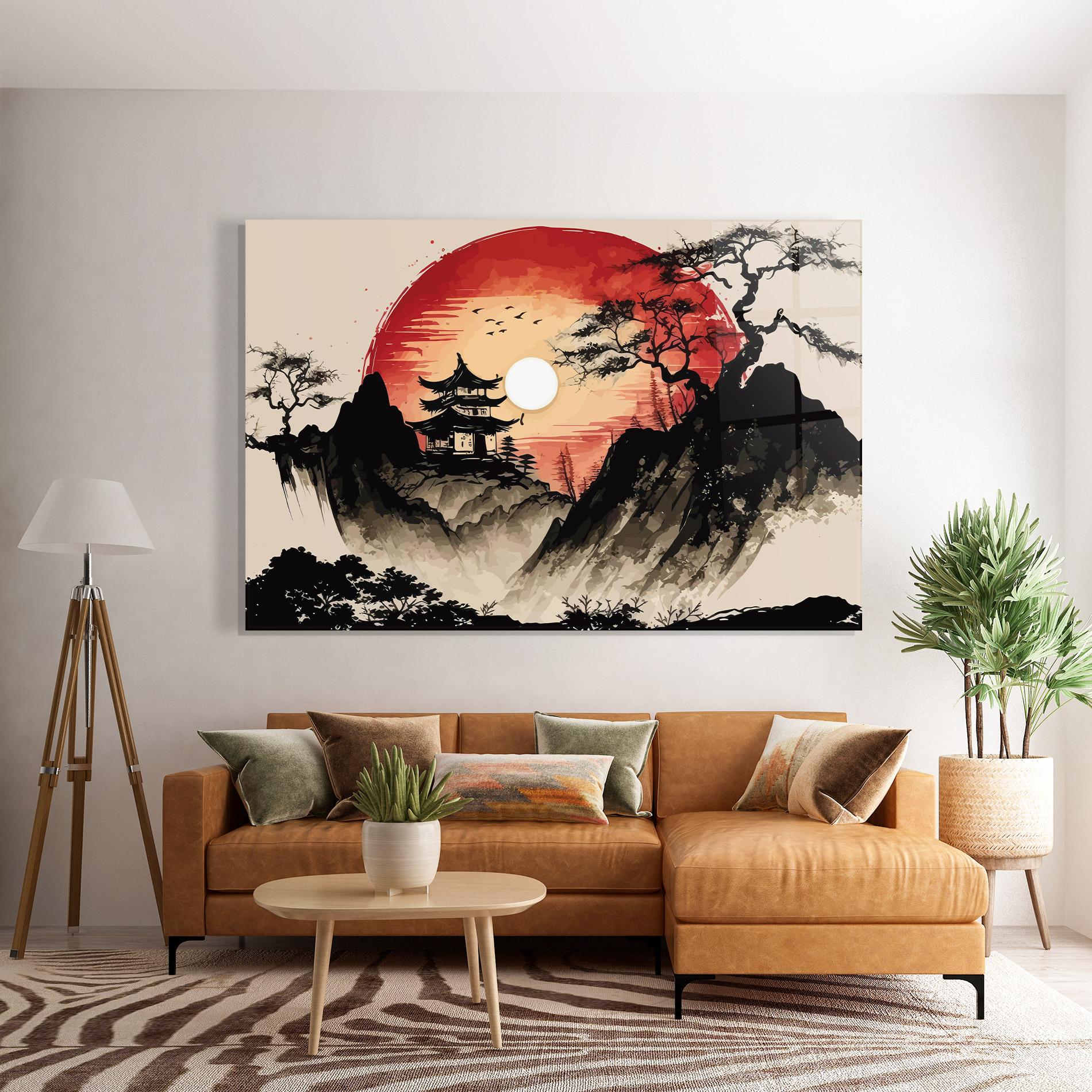 Glasbild Sunset Asian View mockup 7
