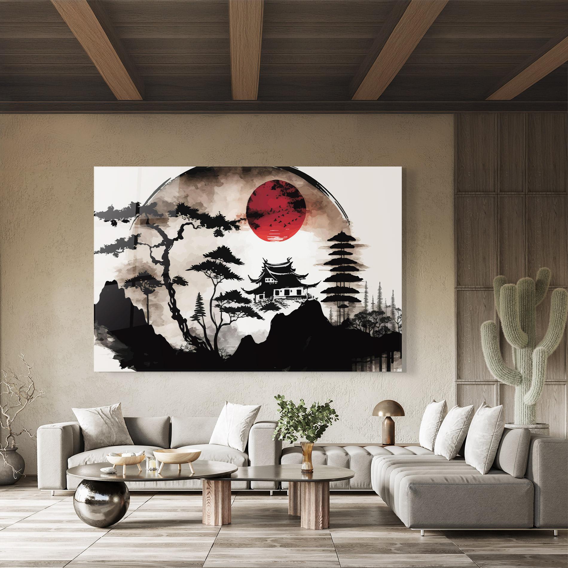 Glasbild Asian Red Moon mockup 8