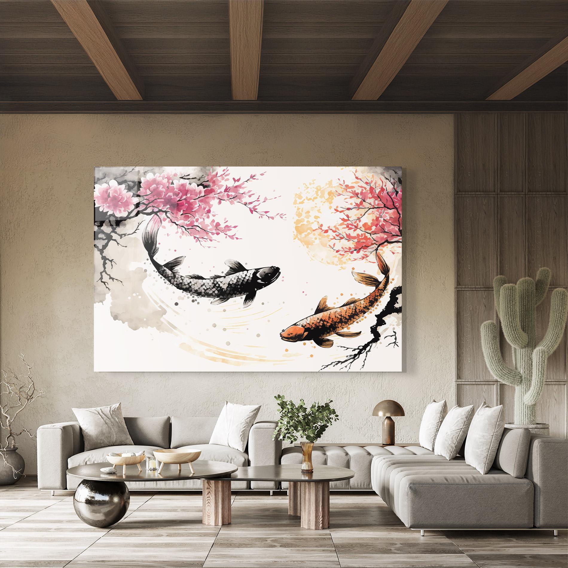 Glasbild Asiatic Flower Fish mockup 8