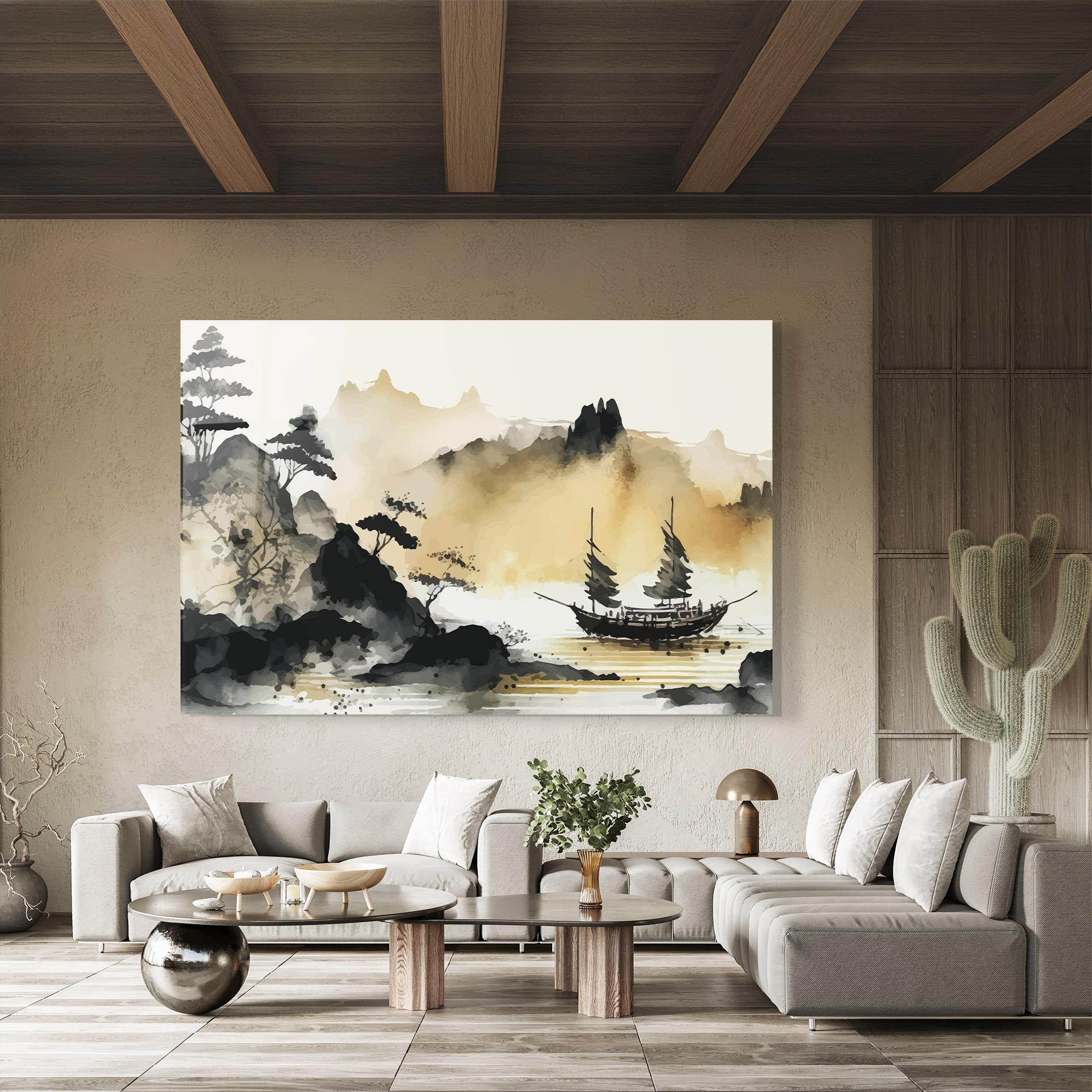 Glasbild Asiatic Grey Cream mockup 8