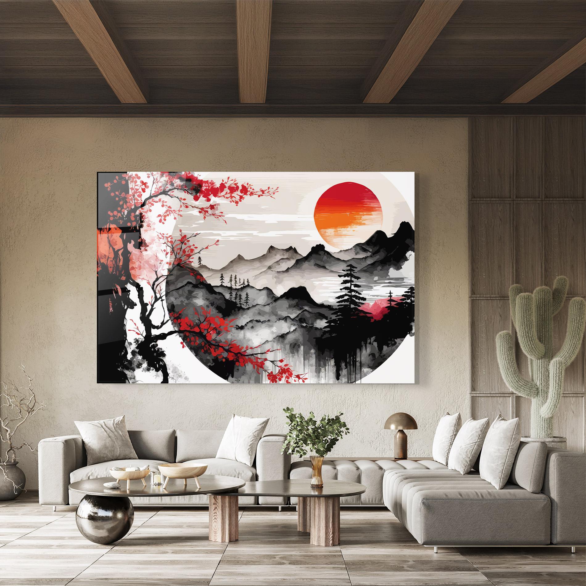 Glasbild Asiatic Red Orange Sun mockup 8