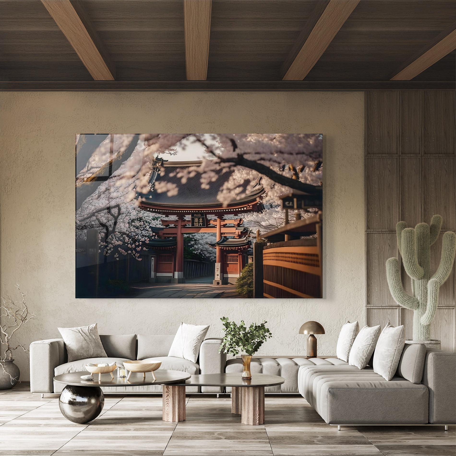 Glasbild Cherry Blossom Garden mockup 8