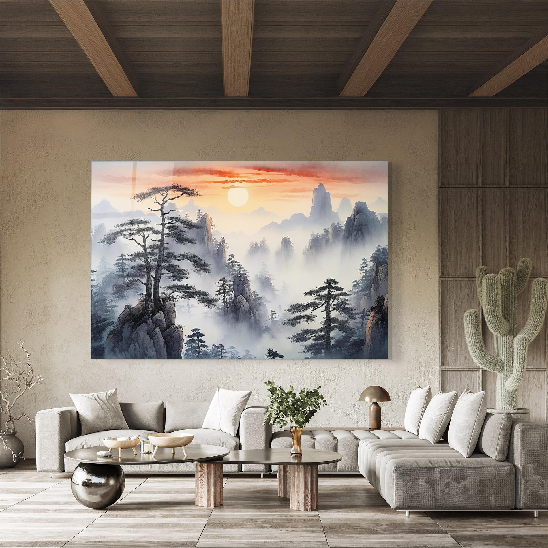 Glasbild Fog Trees mockup 8