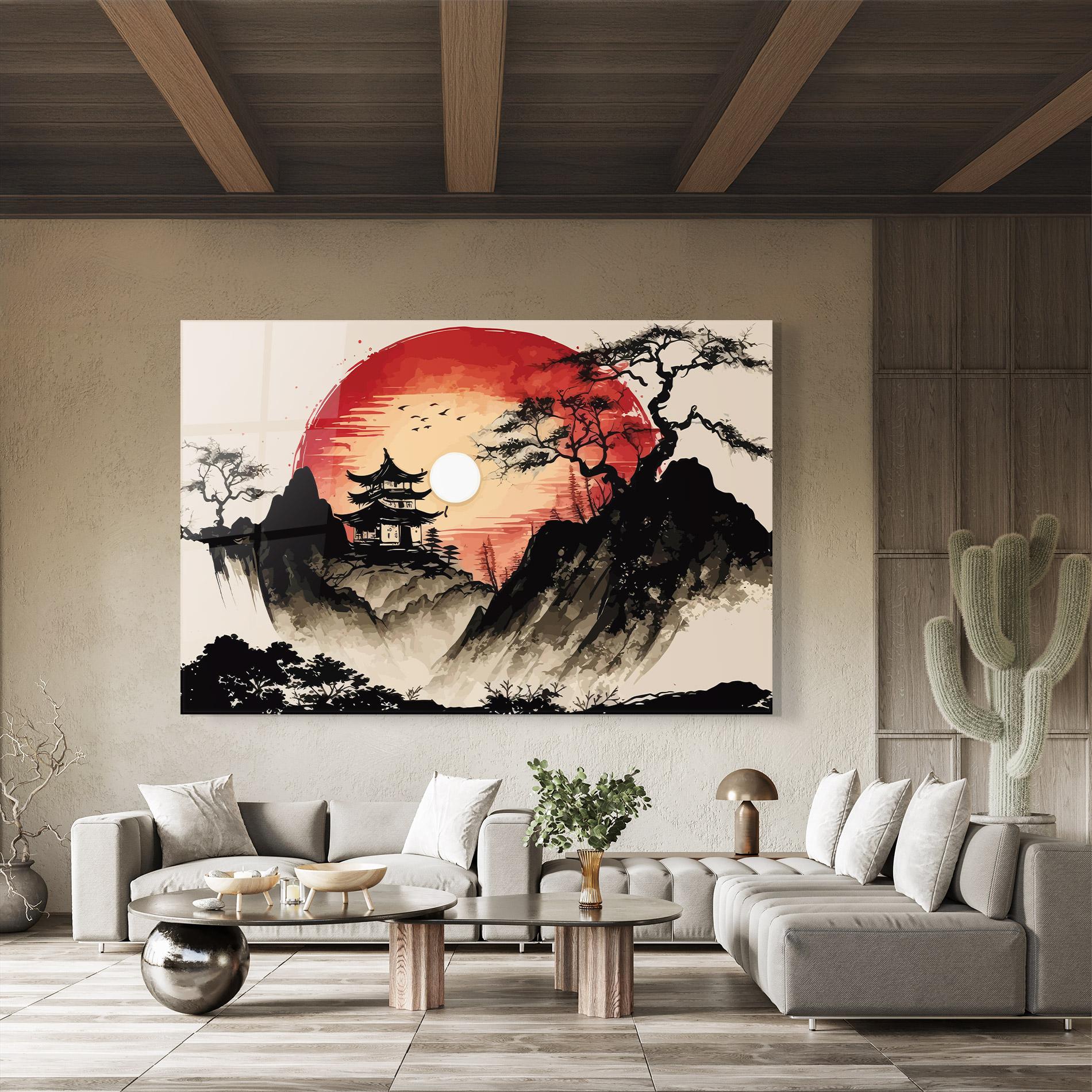 Glasbild Sunset Asian View mockup 8