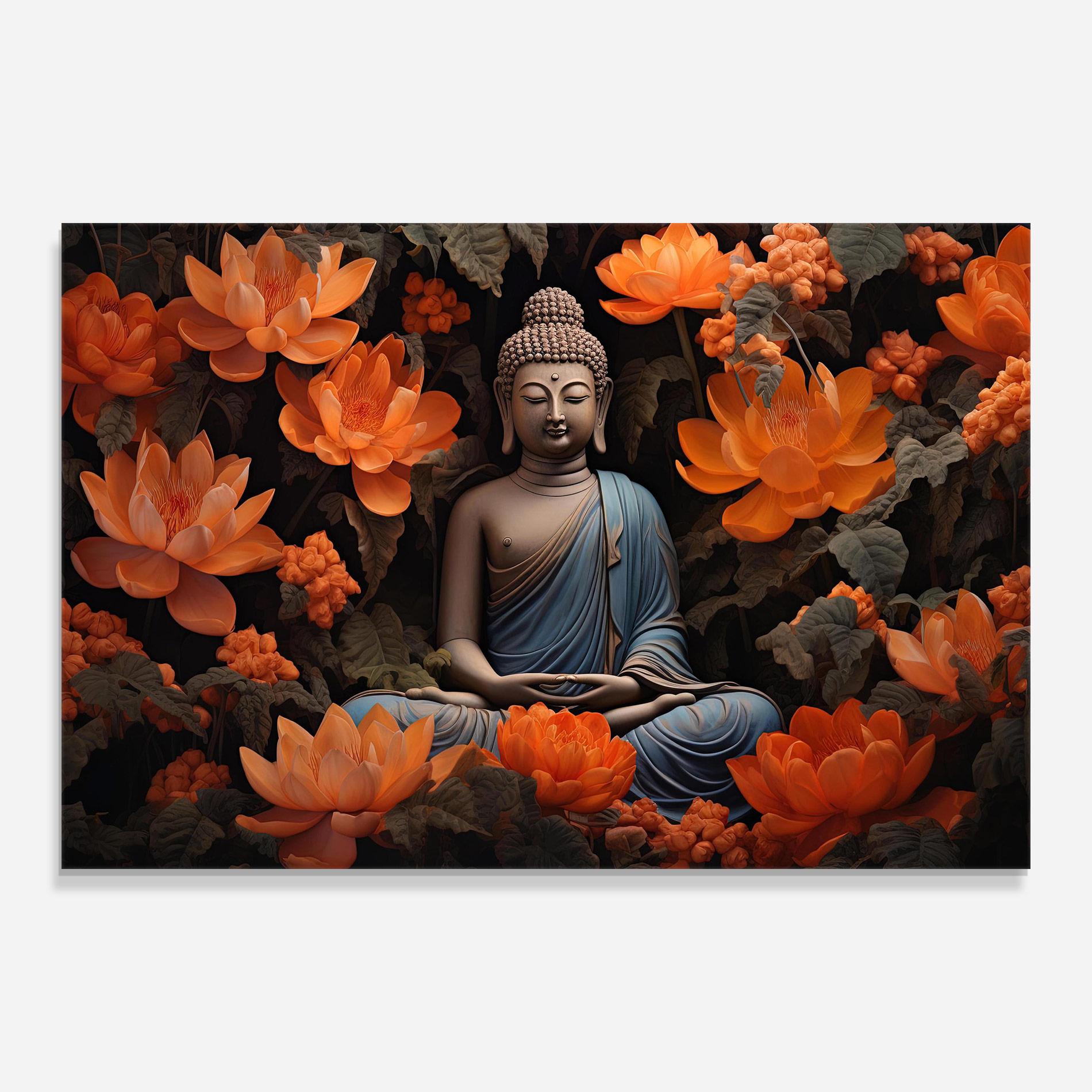 Glasbild Big Flower Buddha mockup 0