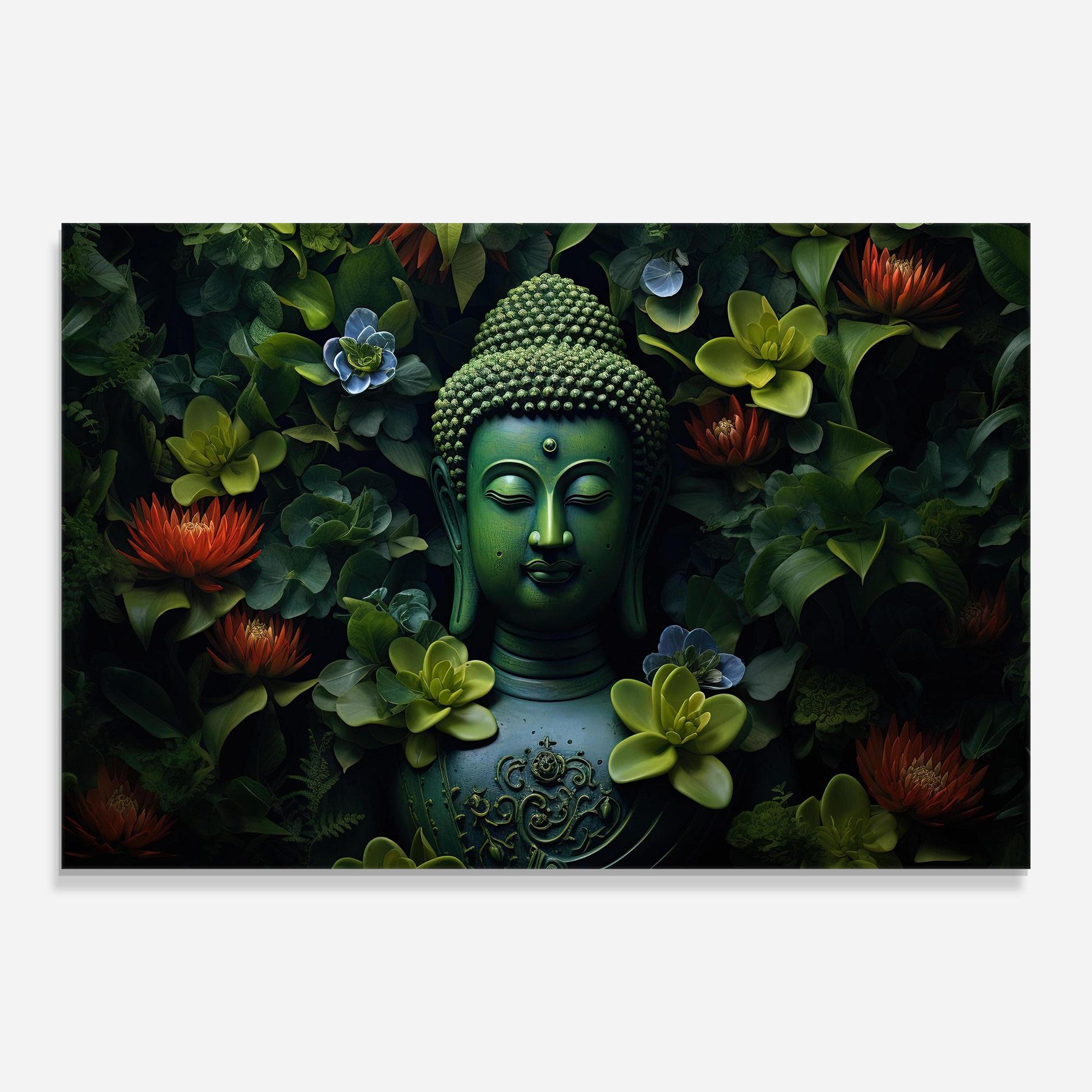 Glasbild Blue Light Buddha mockup 0