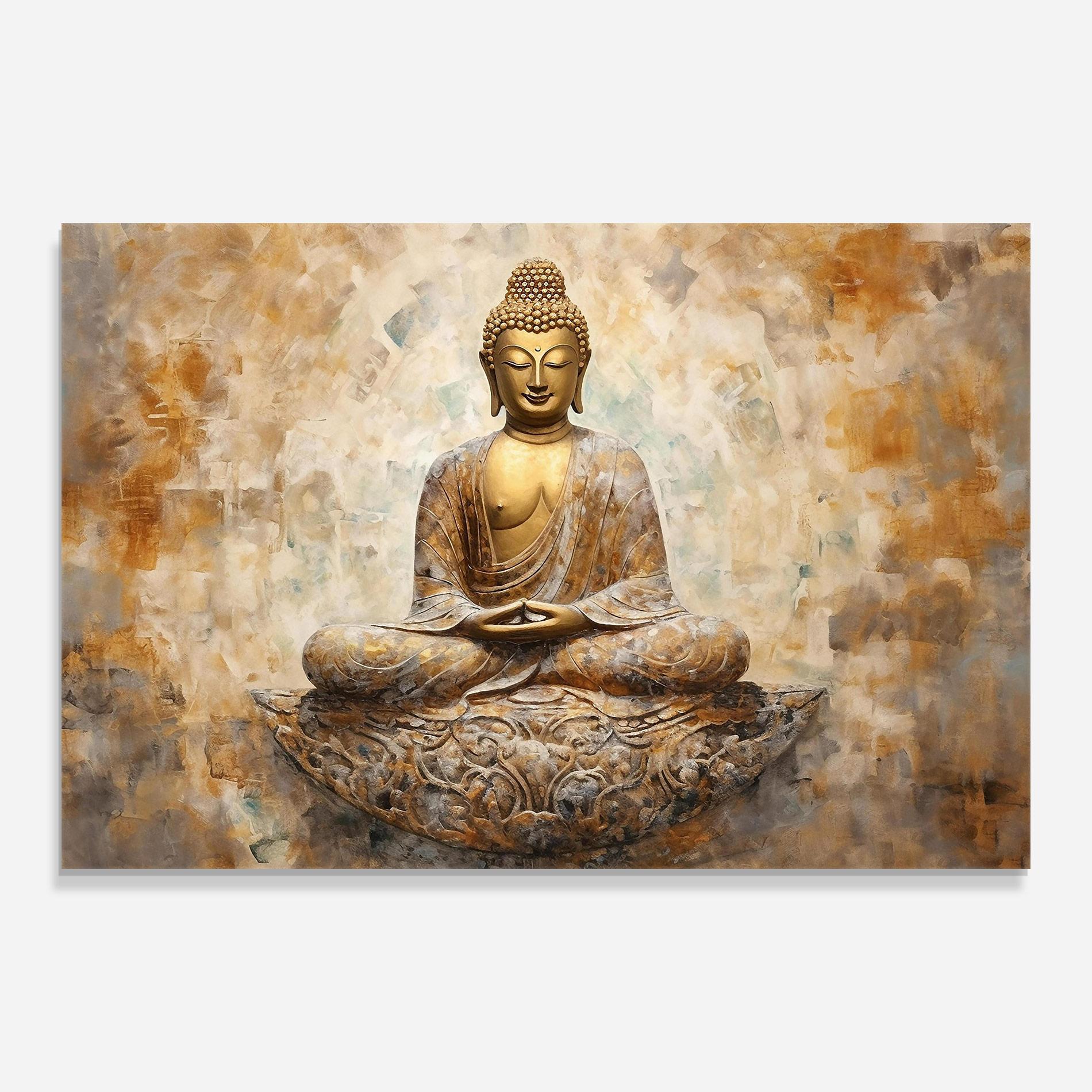 Glasbild Cream Buddha Art mockup 0