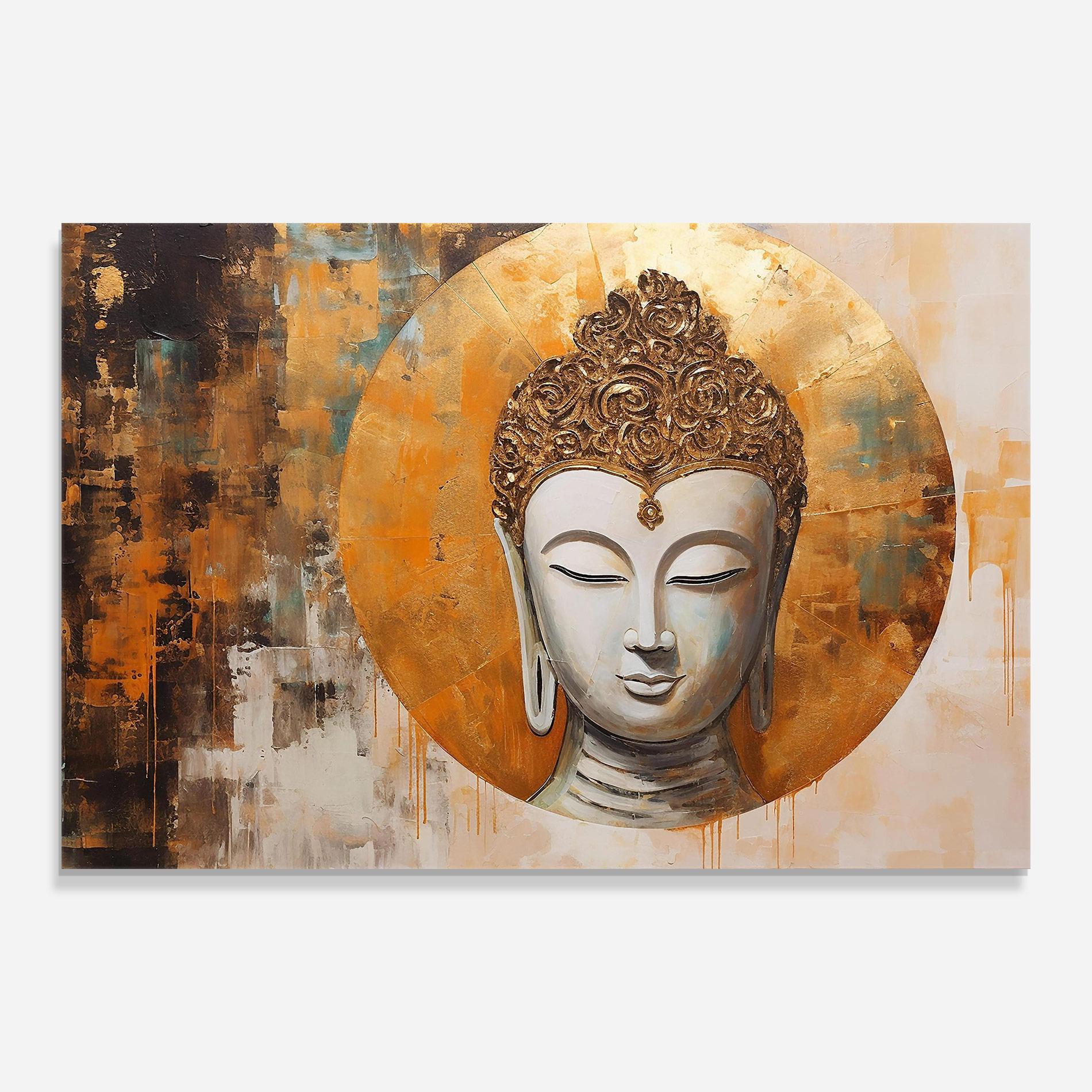 Glasbild Cream Circle Buddha mockup 0
