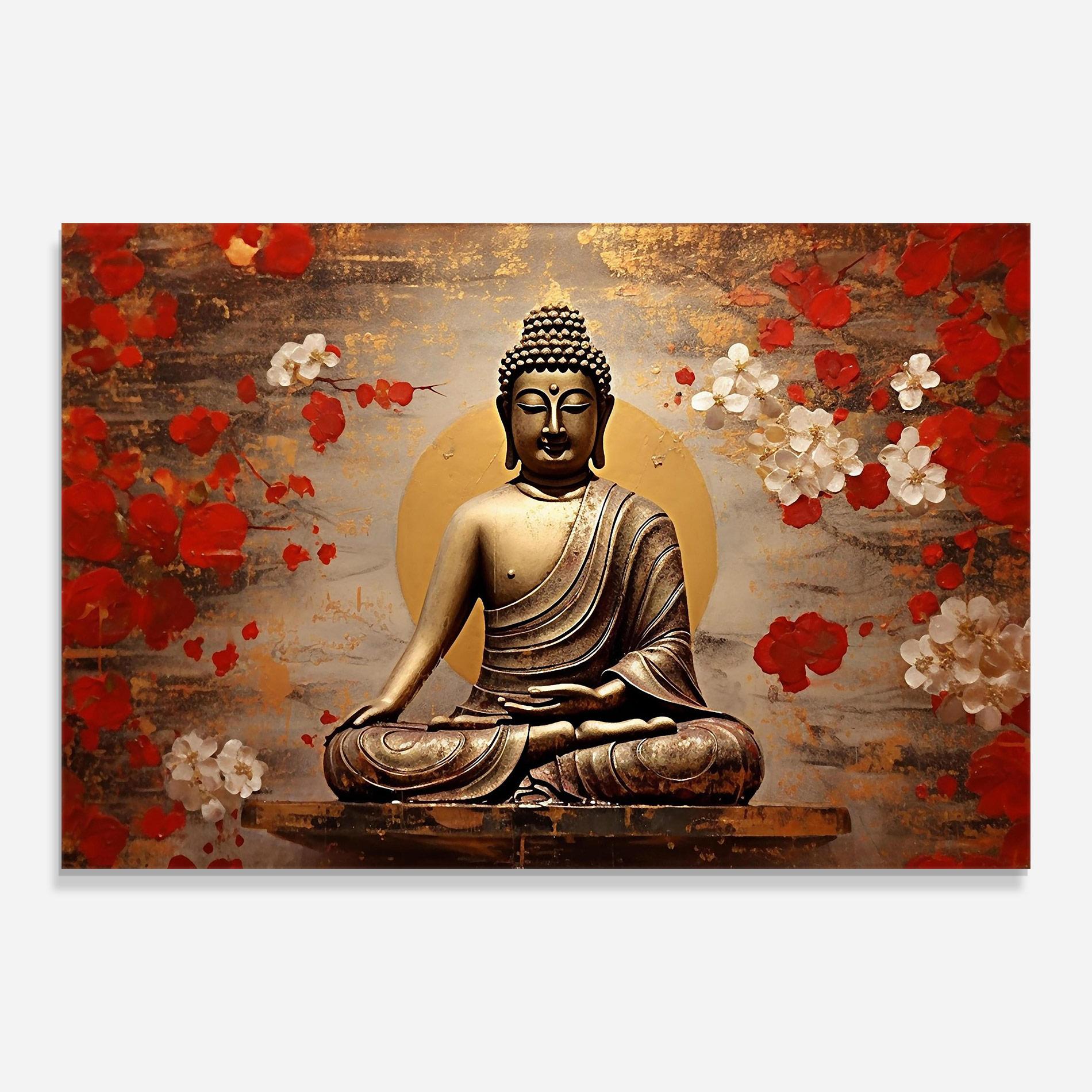 Glasbild Japanese Buddha Art mockup 0