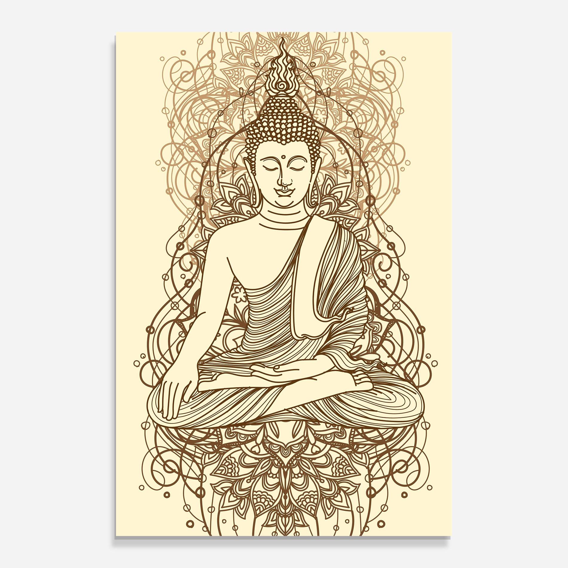 Glasbild Brown Line Buddha mockup 0