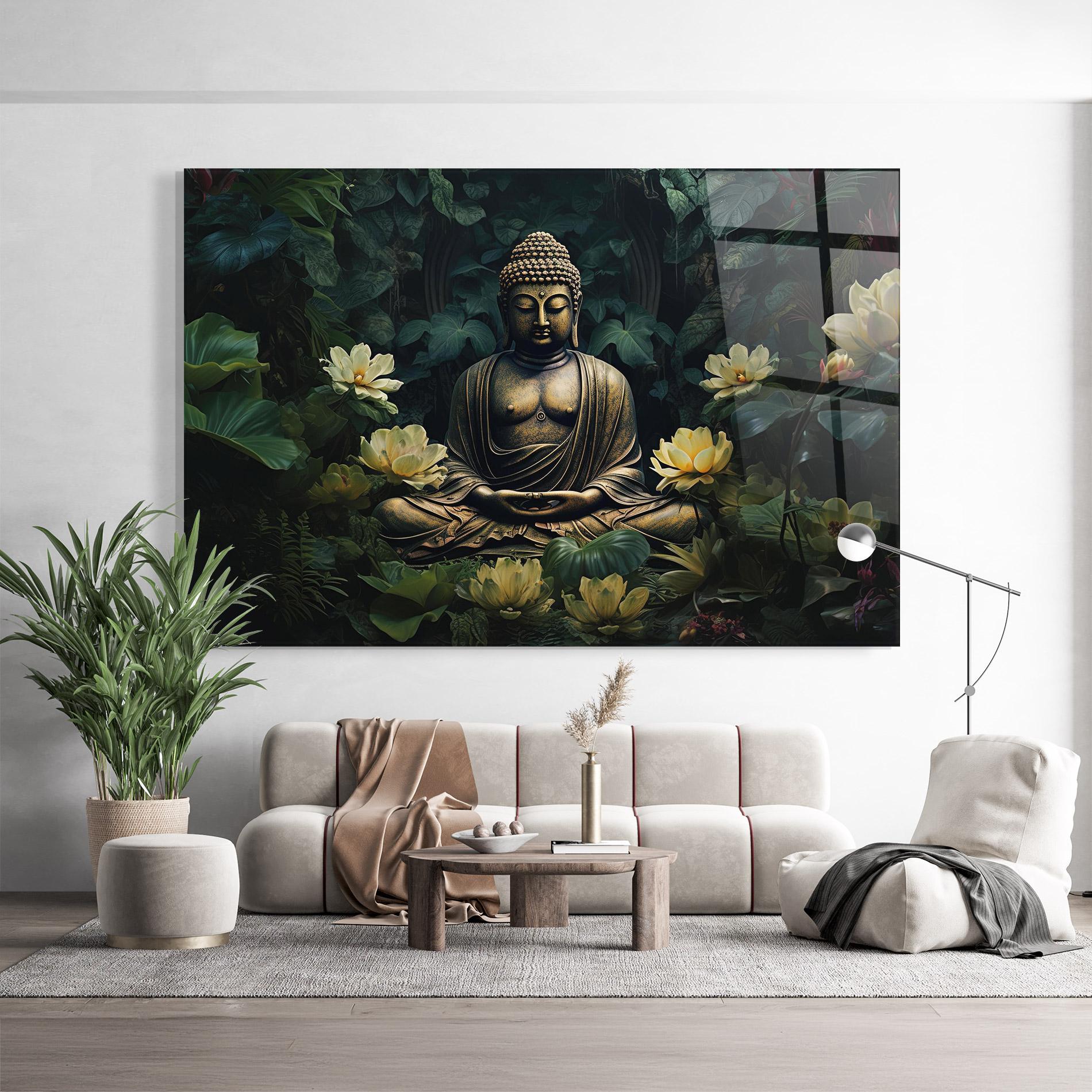 Glasbild Calm Buddha Art mockup 9