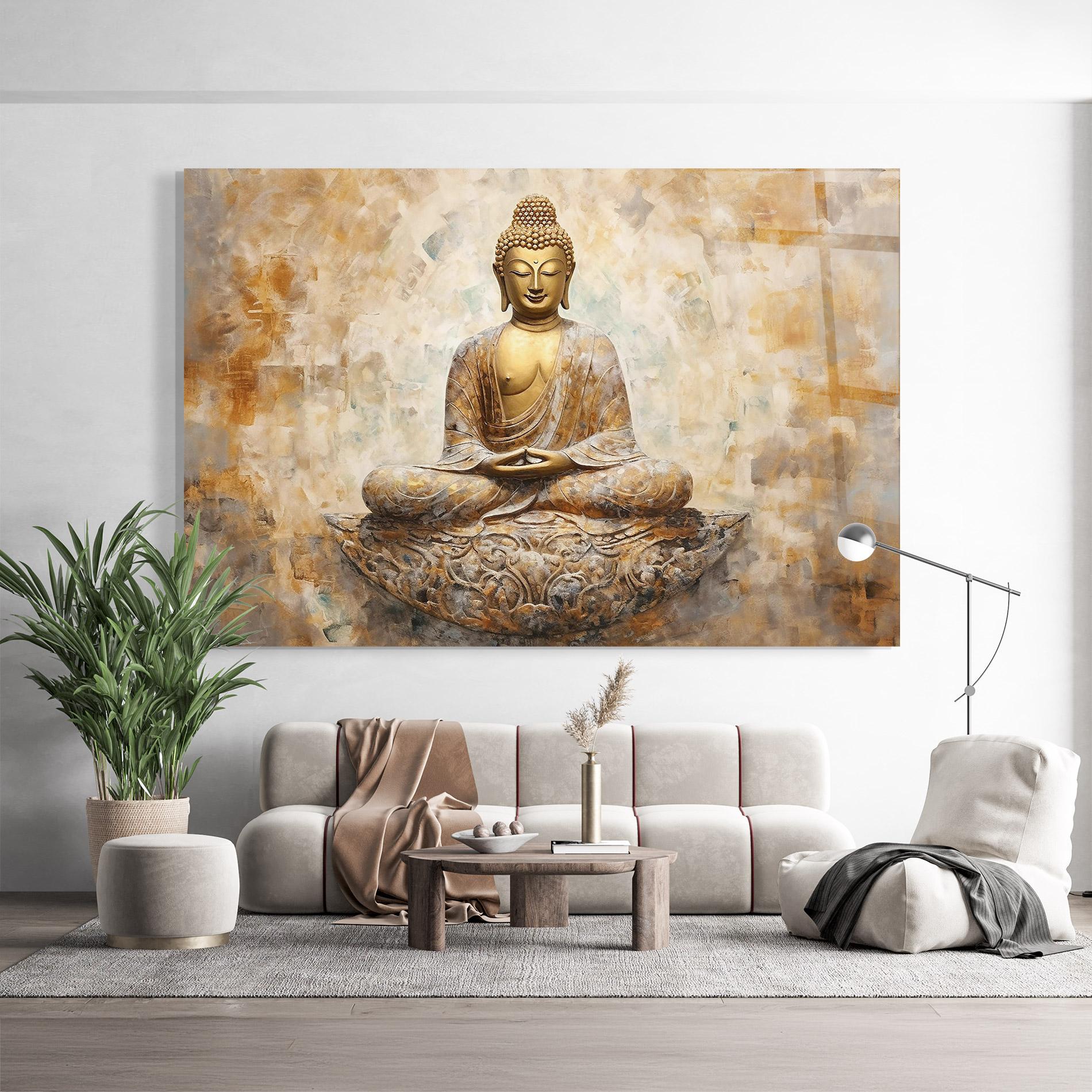 Glasbild Cream Buddha Art mockup 9