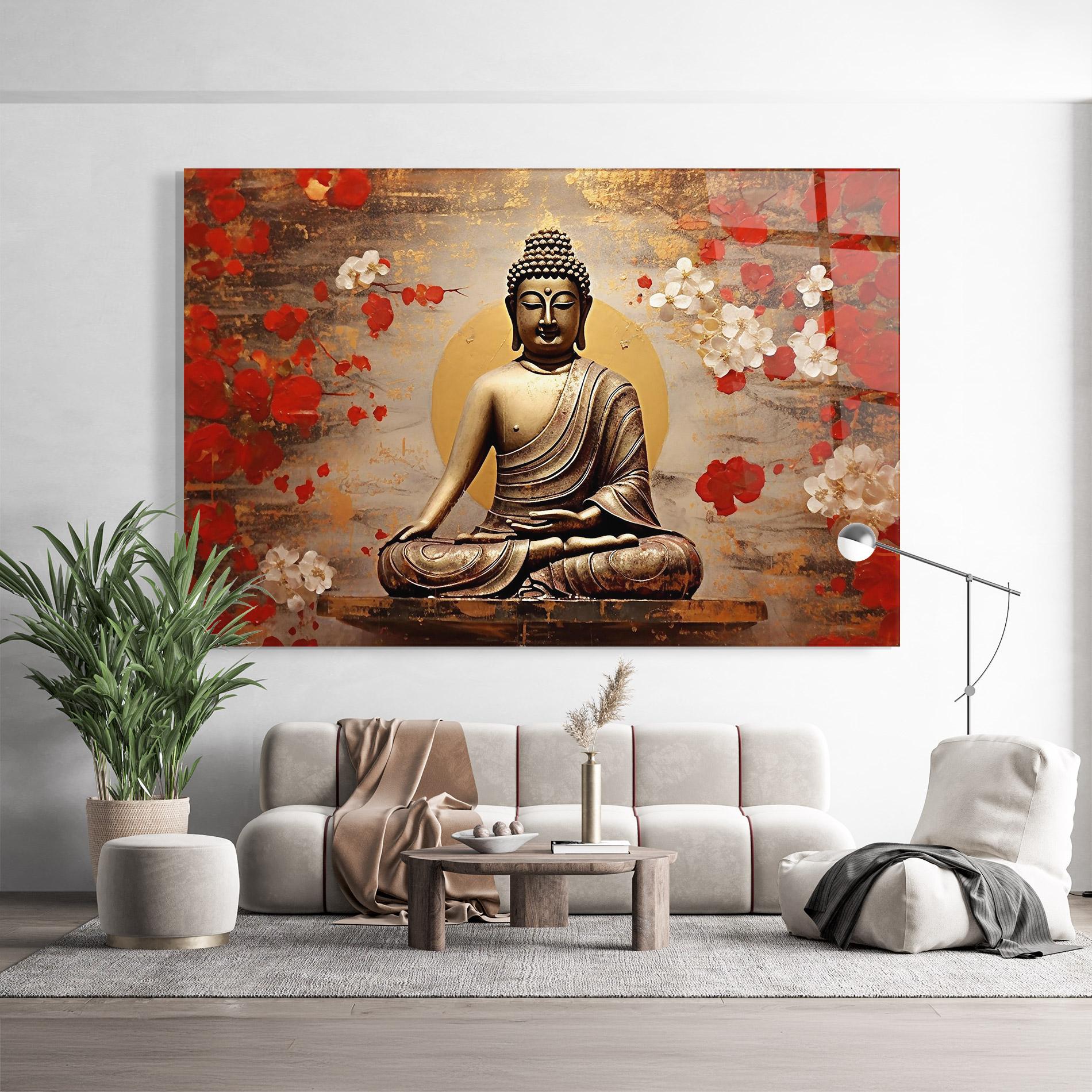 Glasbild Japanese Buddha Art mockup 9