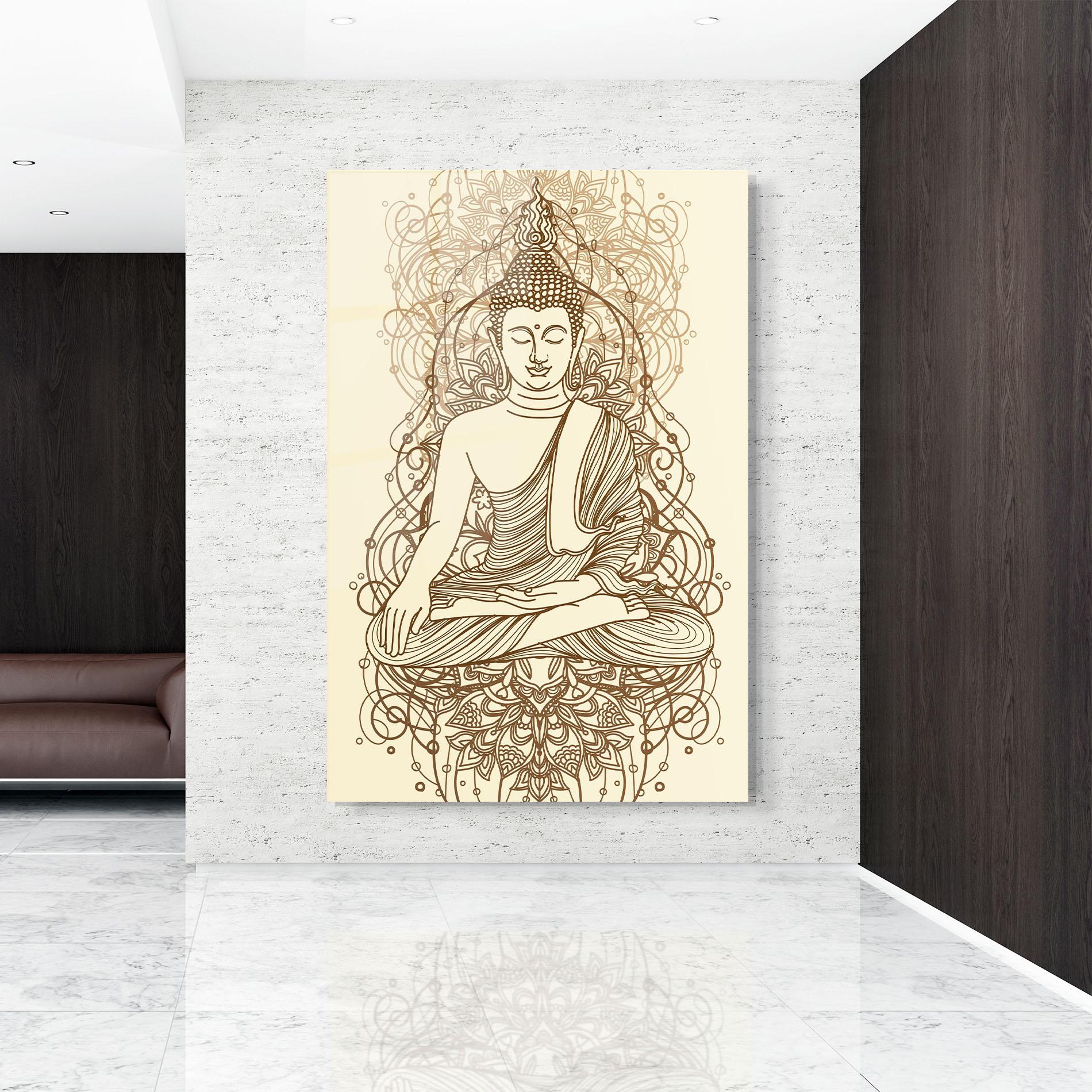 Glasbild Brown Line Buddha mockup 9