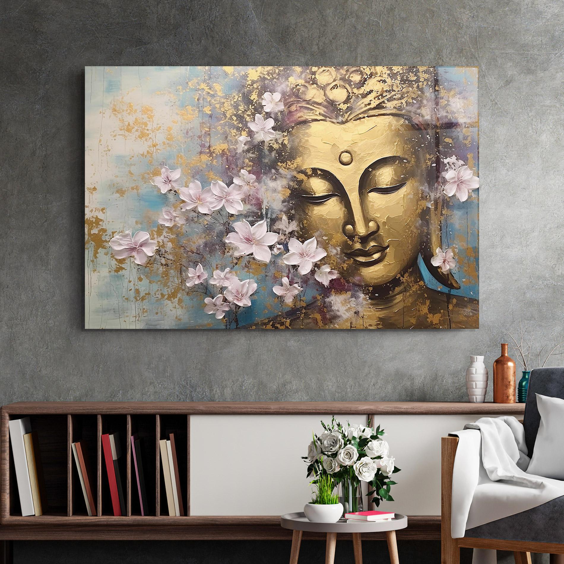 Glasbild Abstract Buddha Plants mockup 2