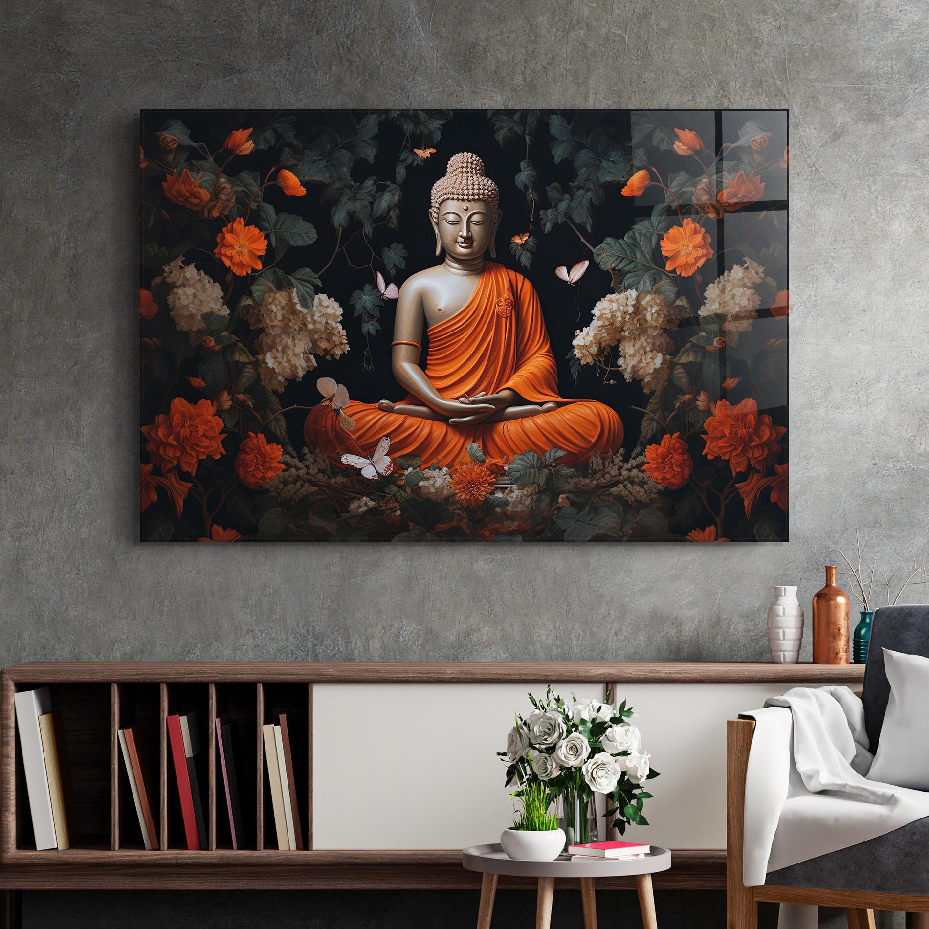 Glasbild Butterfly Buddha mockup 2