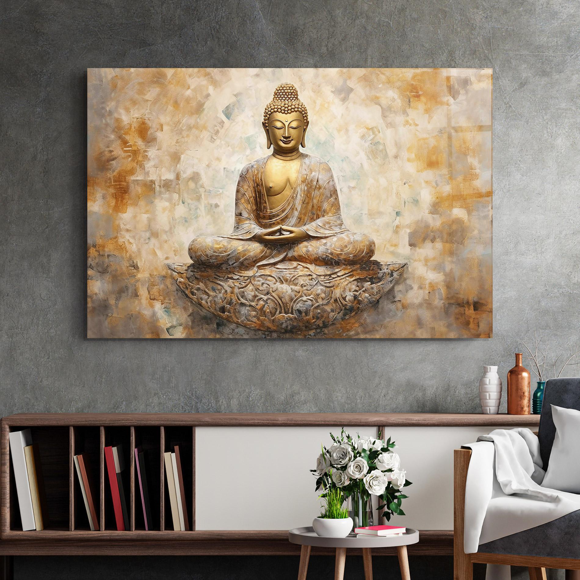 Glasbild Cream Buddha Art mockup 2