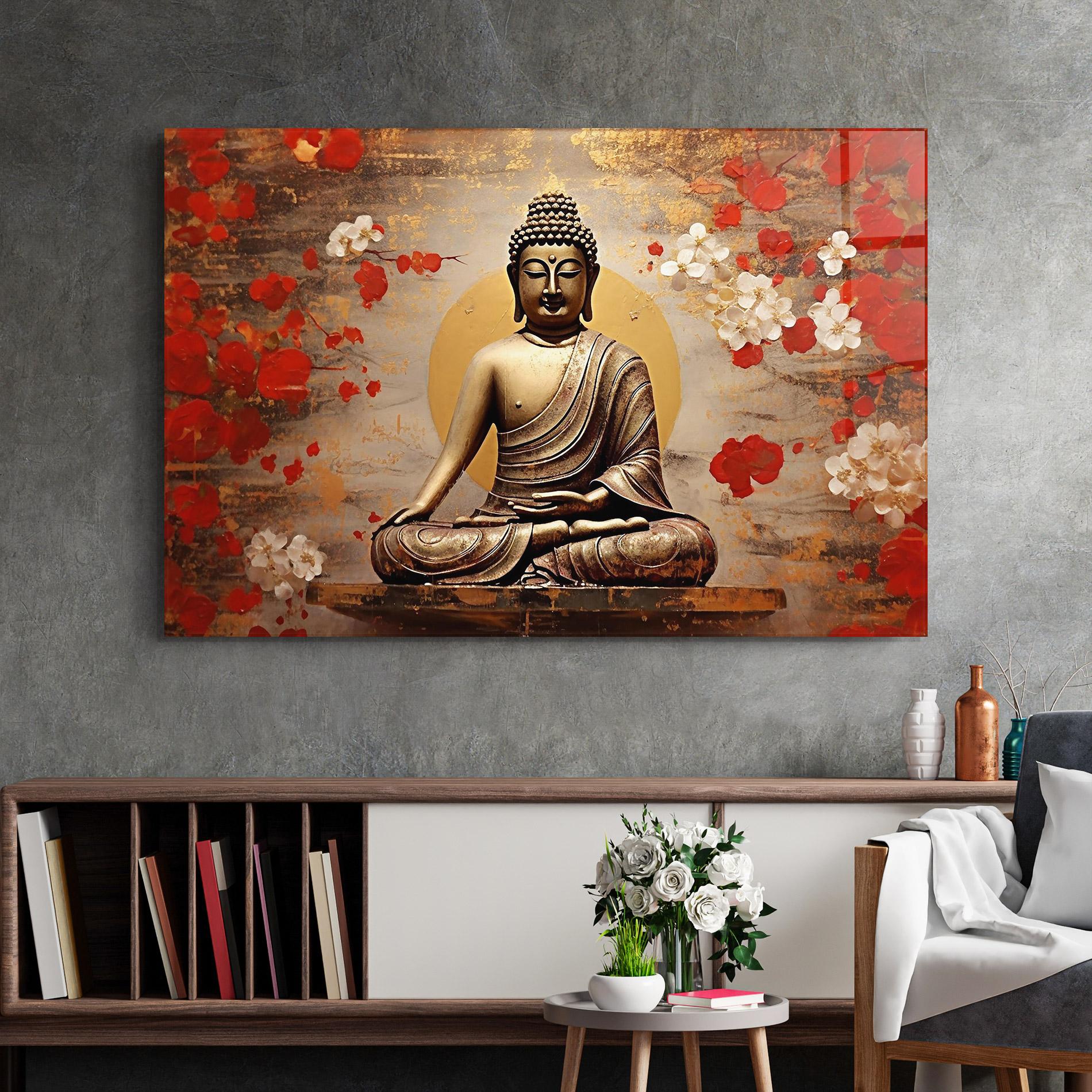 Glasbild Japanese Buddha Art mockup 2