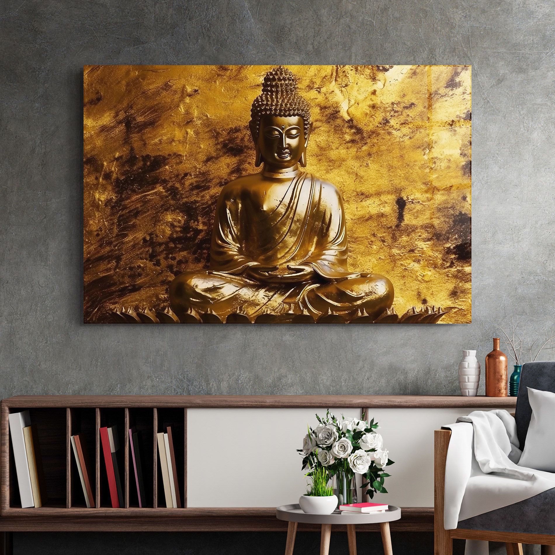 Statue Gold Buddha mockup 2