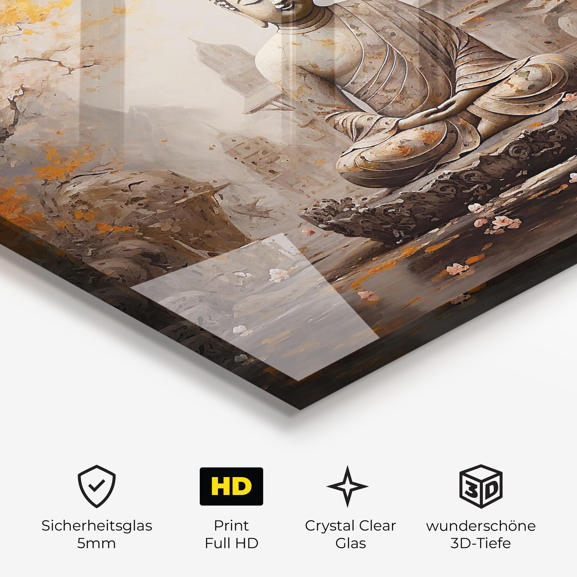 Glasbild Beautiful Buddha Art mockup 3