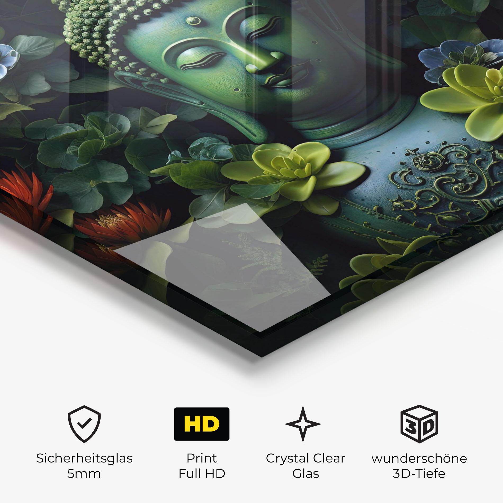 Glasbild Blue Light Buddha mockup 3