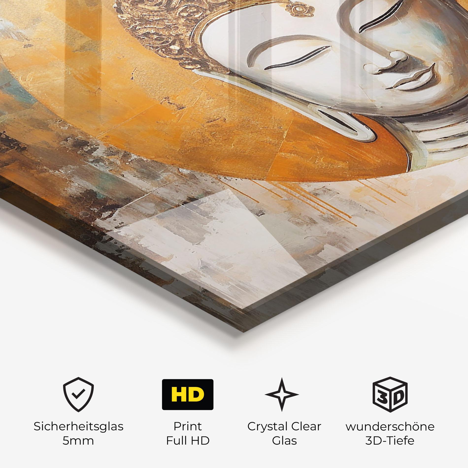 Glasbild Cream Circle Buddha mockup 3