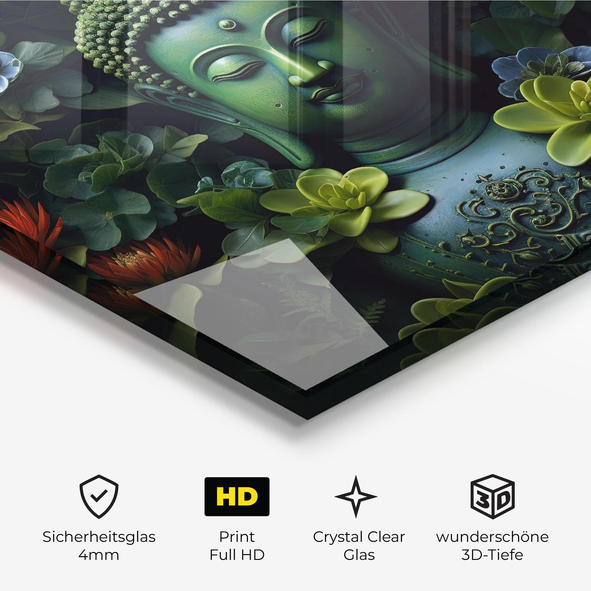 Glasbild Blue Light Buddha mockup 3