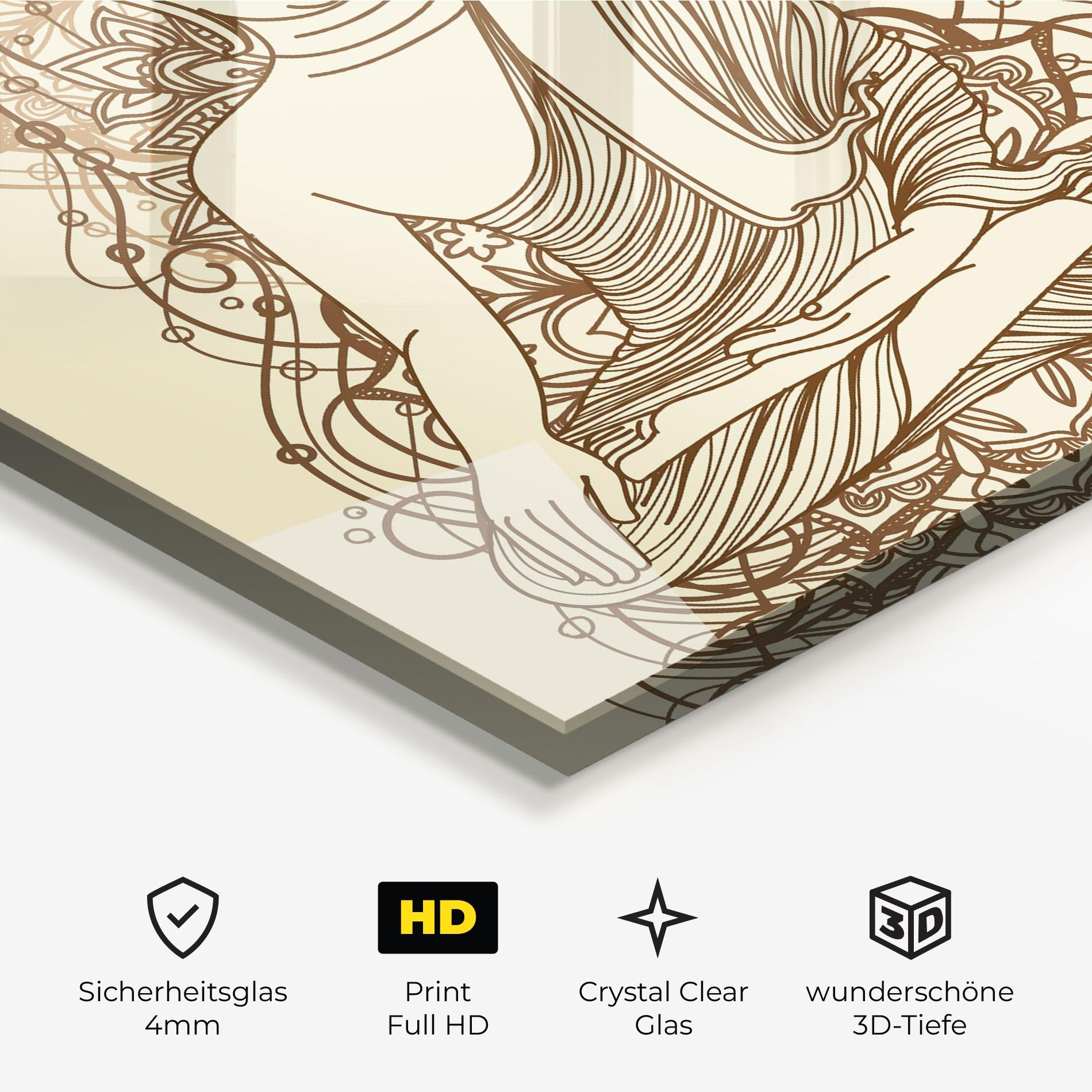 Glasbild Brown Line Buddha mockup 3