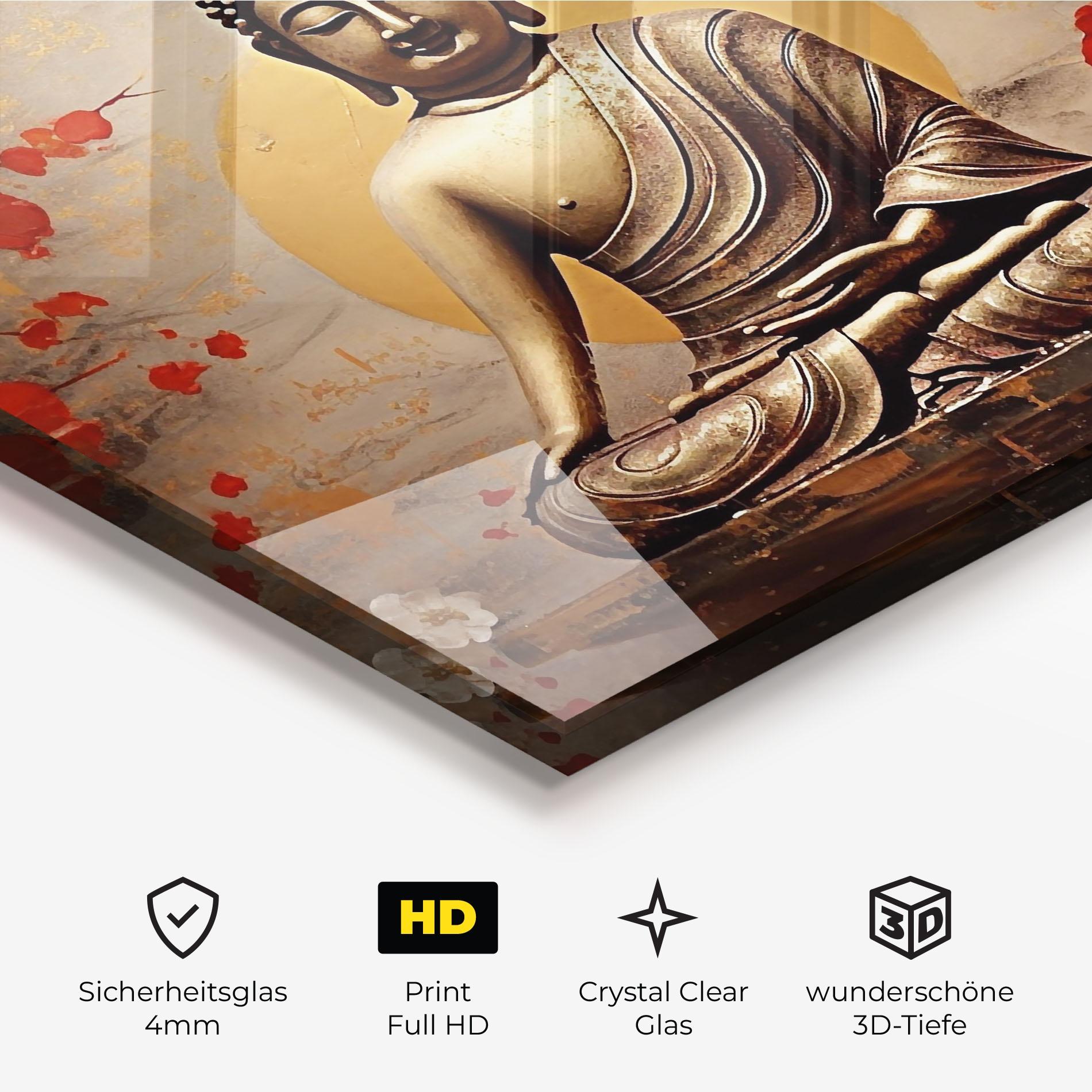 Glasbild Japanese Buddha Art mockup 3