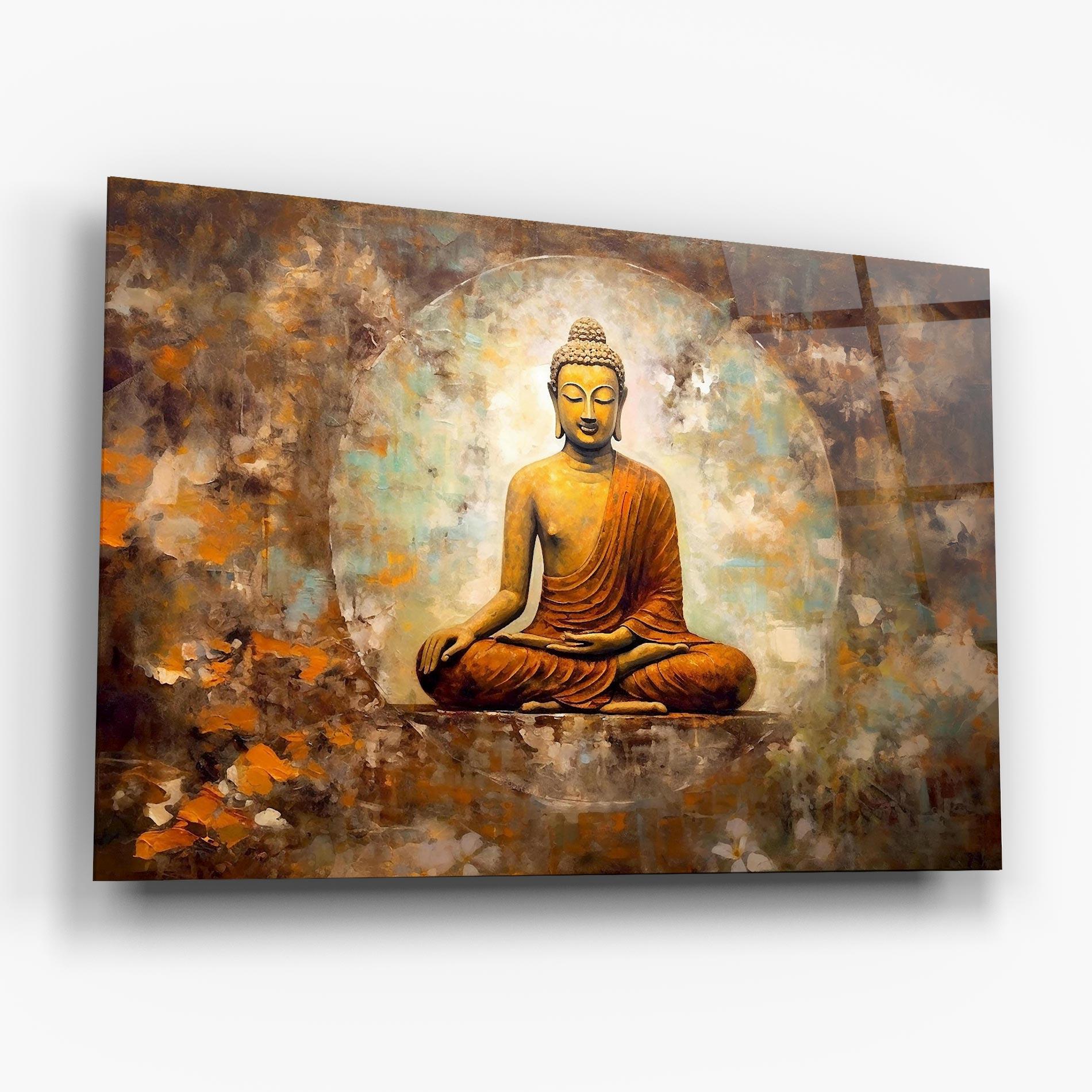 Glasbild Blue Circle Buddha mockup 6