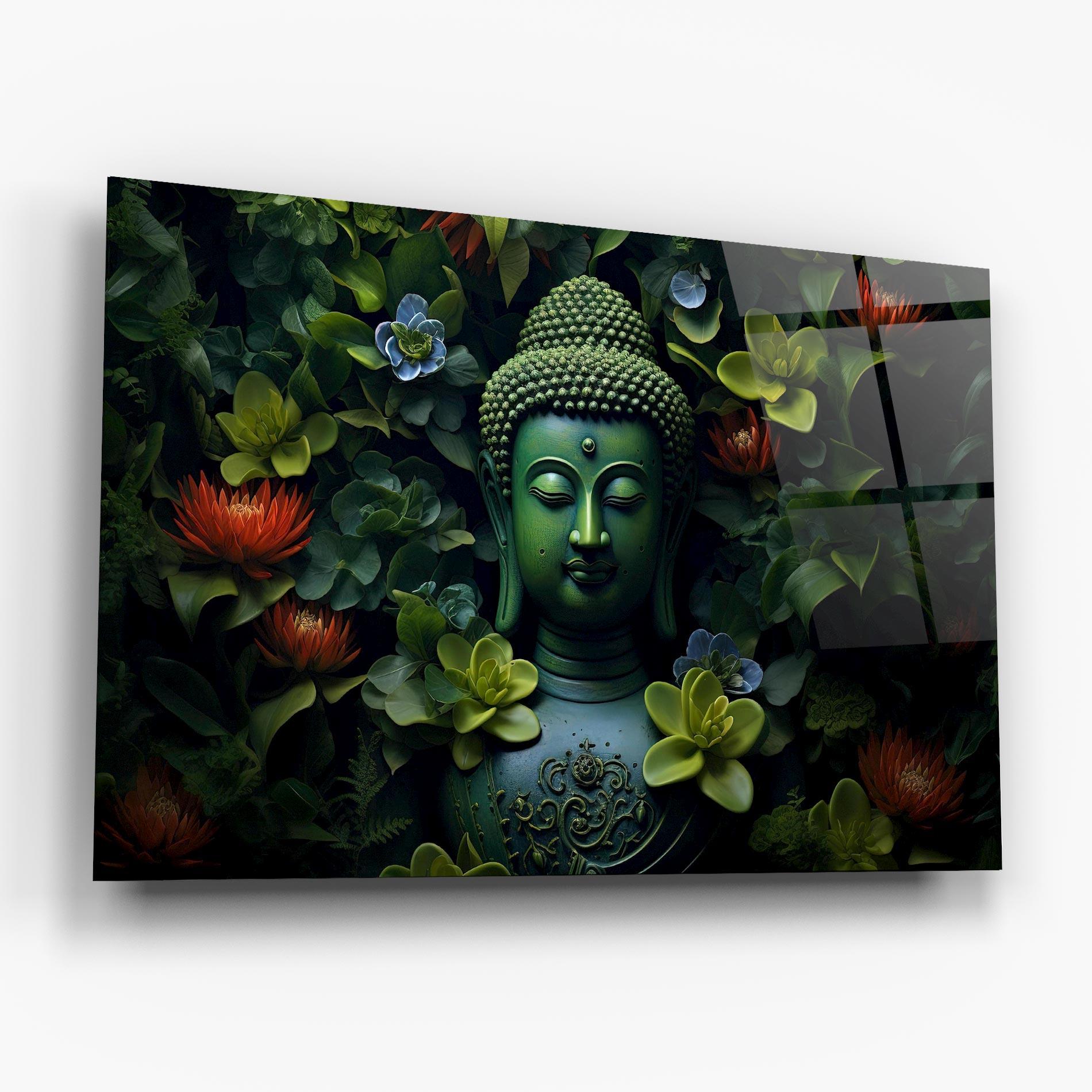 Glasbild Blue Light Buddha mockup 6
