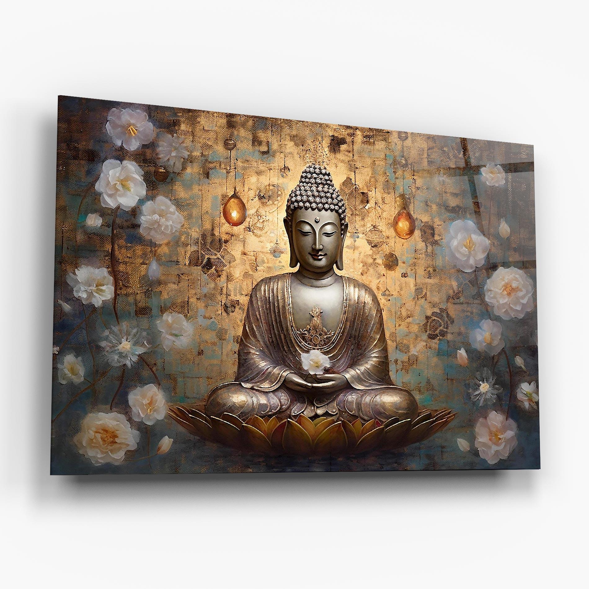 Glasbild Buddha Meditation Art mockup 6