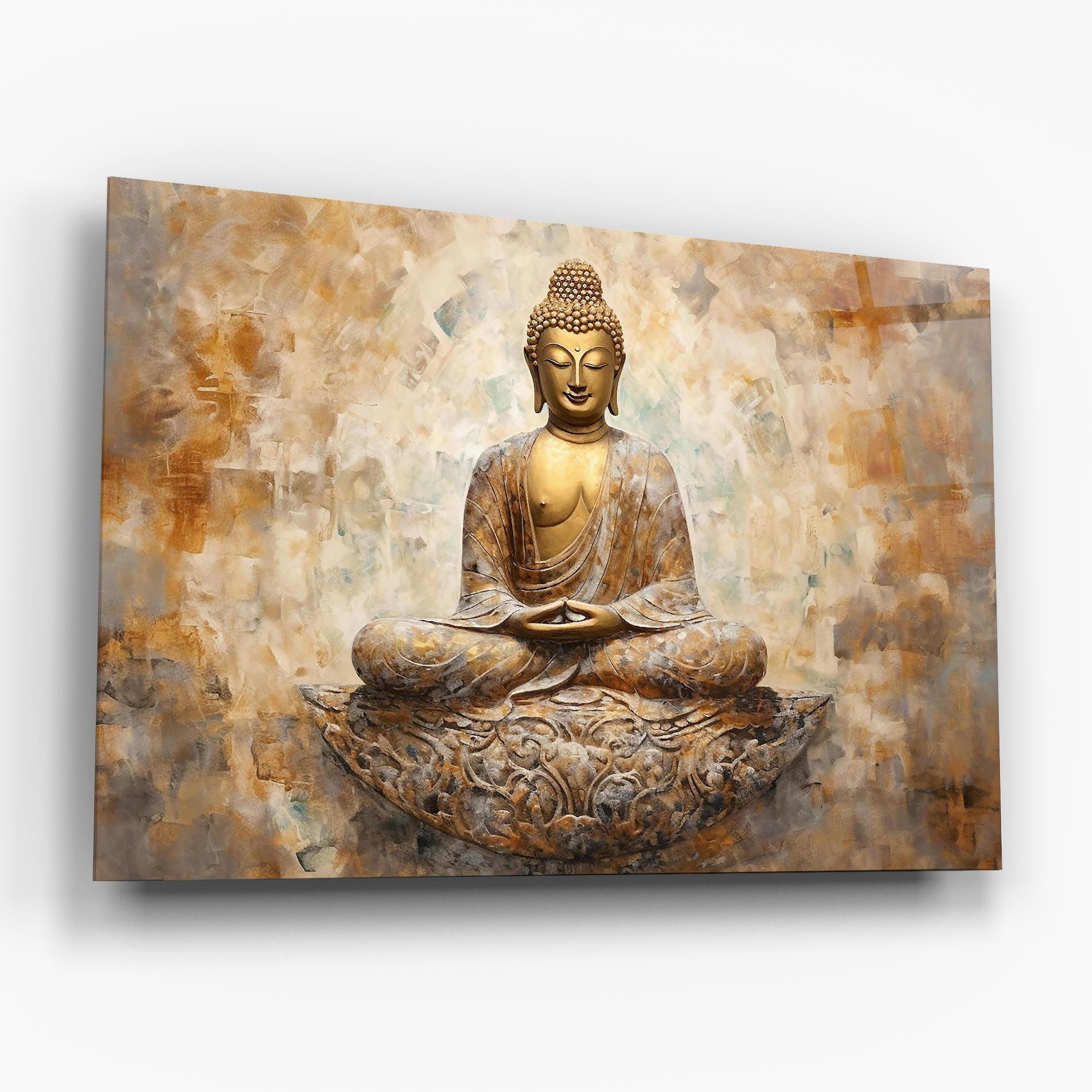 Glasbild Cream Buddha Art mockup 6