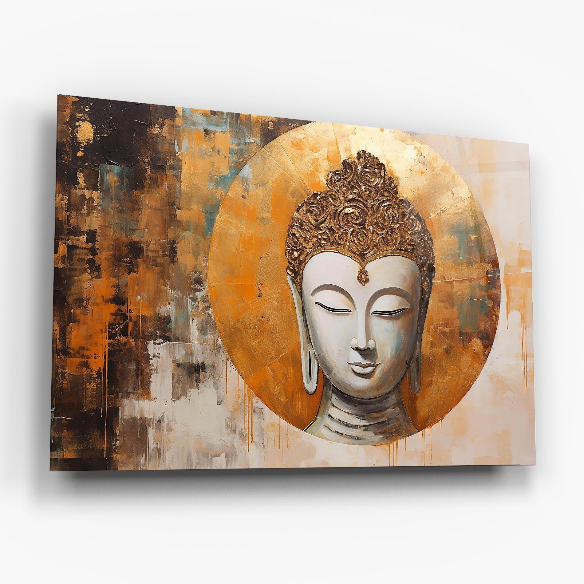 Glasbild Cream Circle Buddha mockup 6