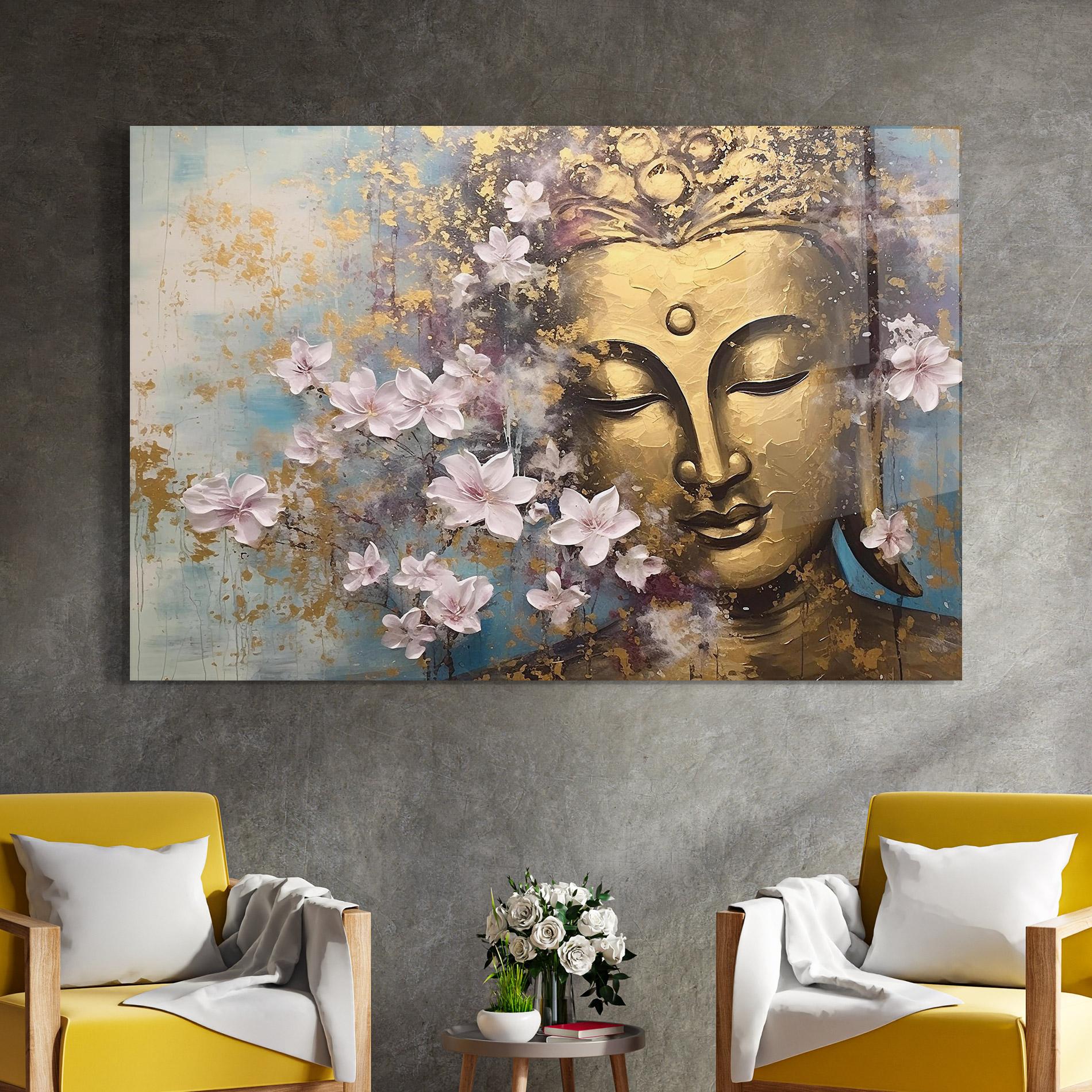 Glasbild Abstract Buddha Plants mockup 4