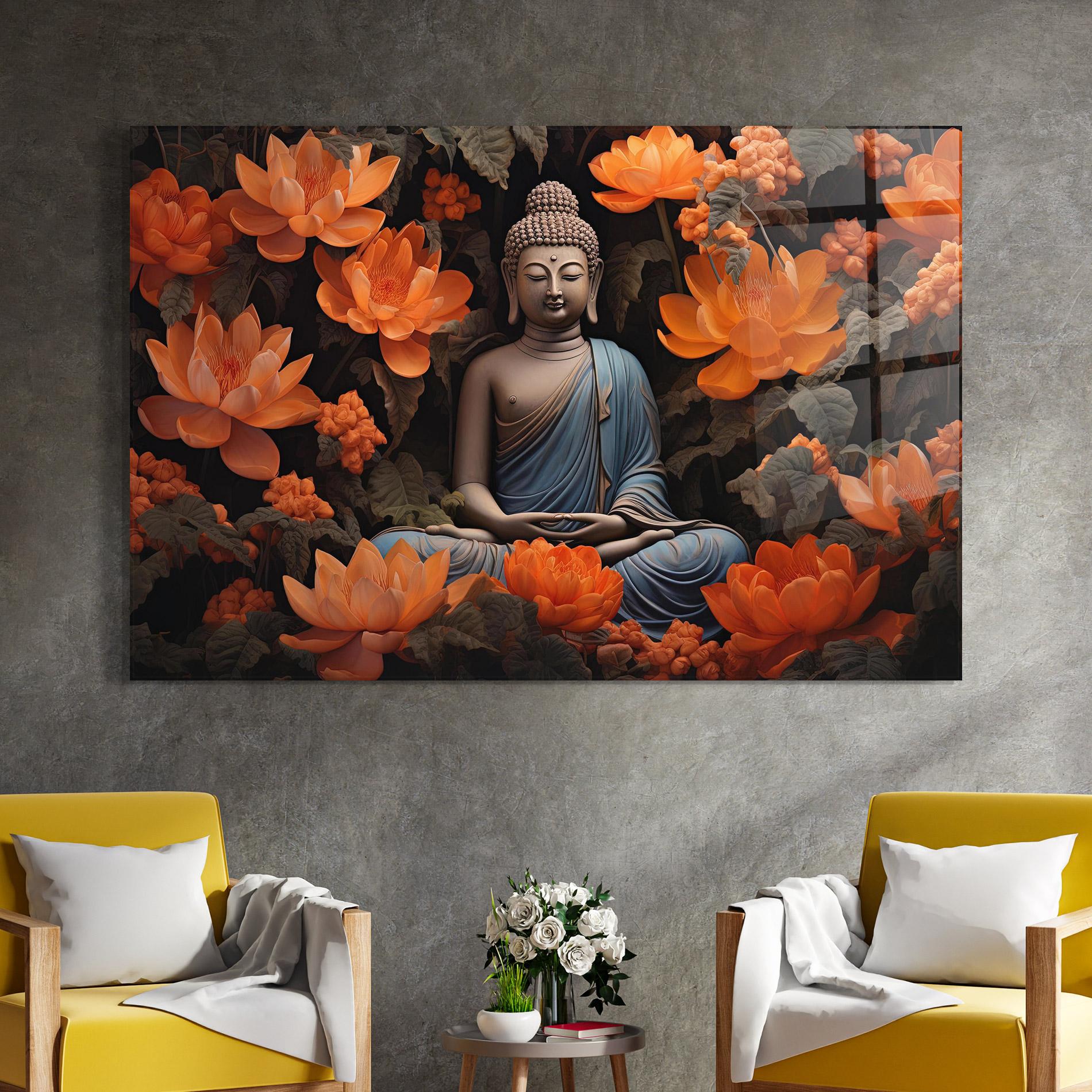 Glasbild Big Flower Buddha mockup 4