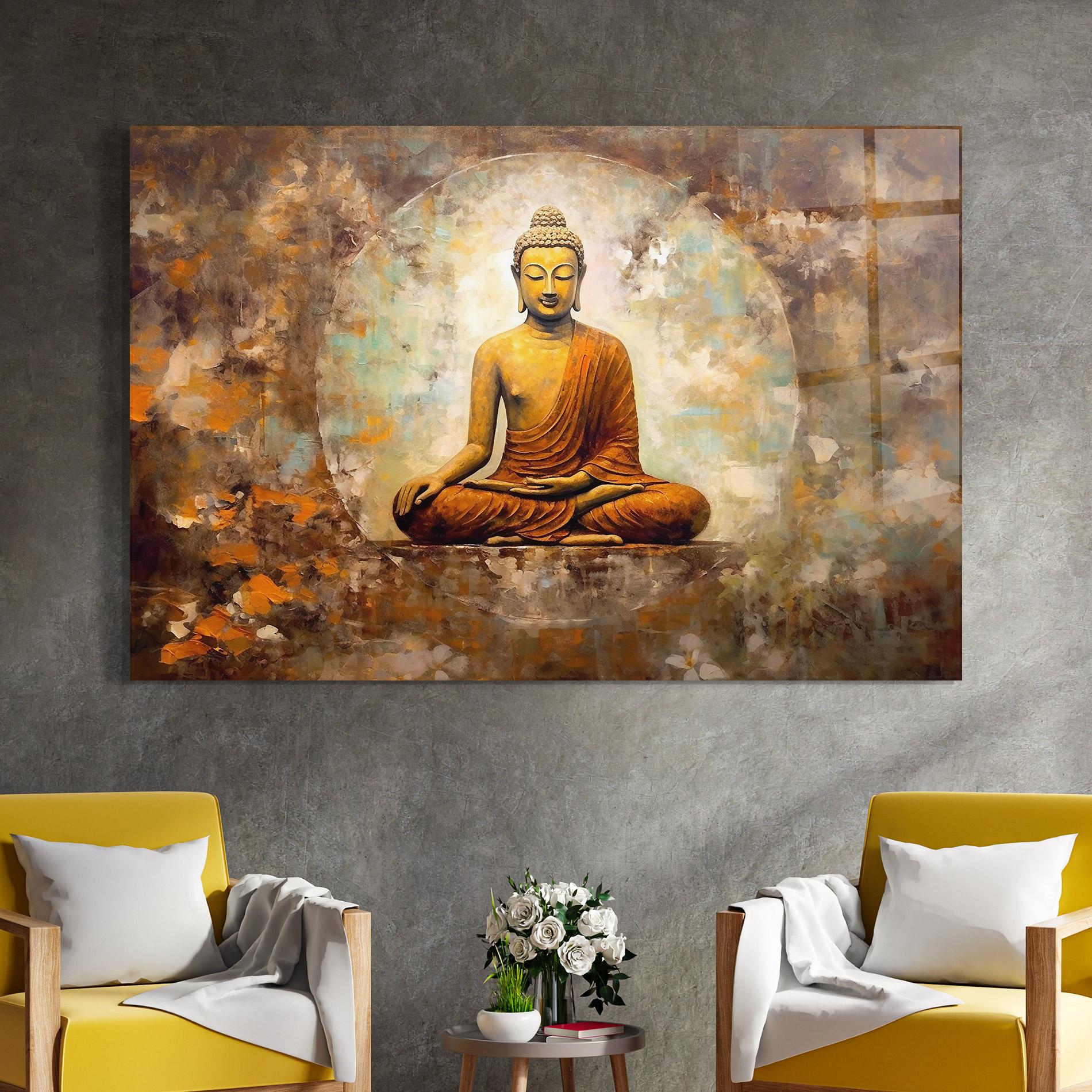 Glasbild Blue Circle Buddha mockup 4