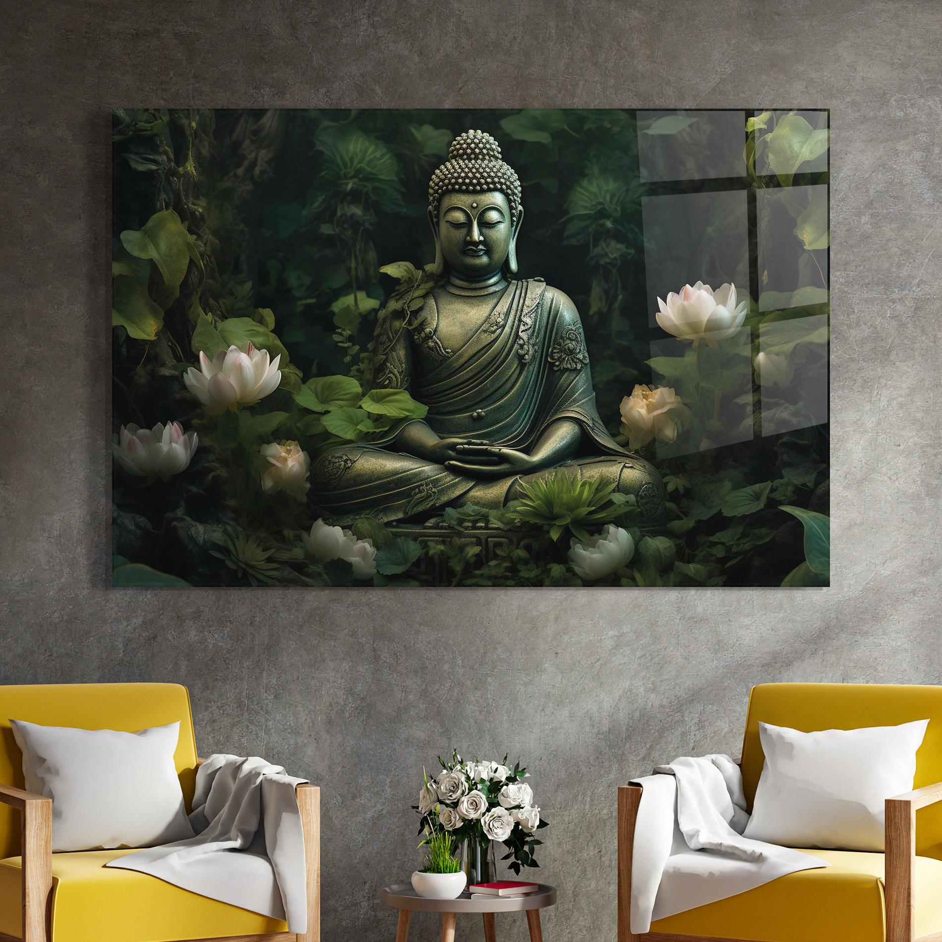 Glasbild Buddha Lotus Flower mockup 4
