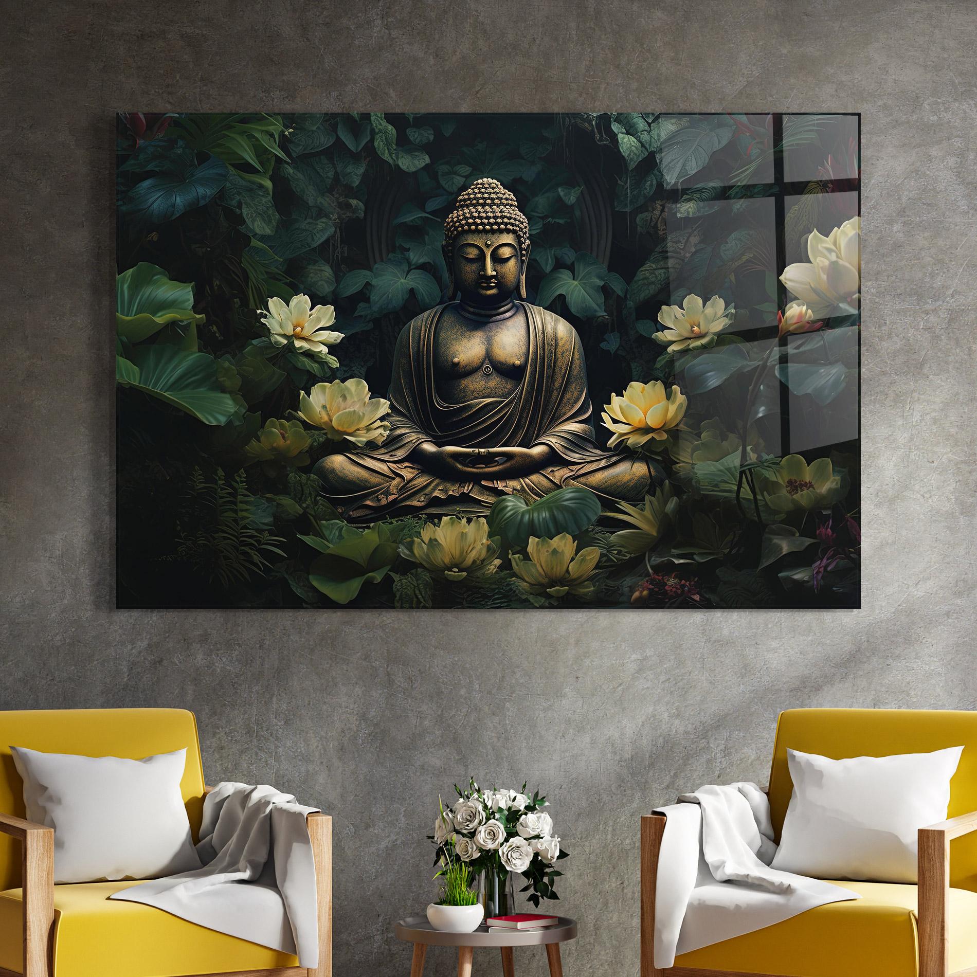 Glasbild Calm Buddha Art mockup 4