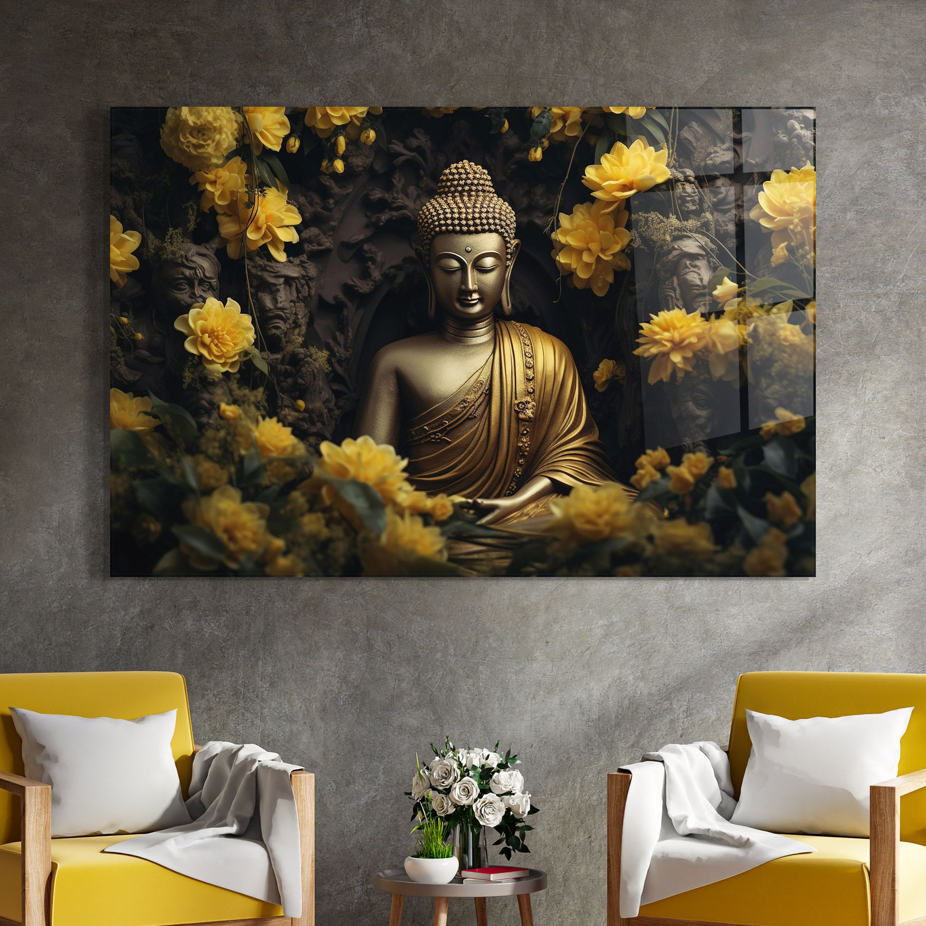 Gold Buddha Flowers mockup 4