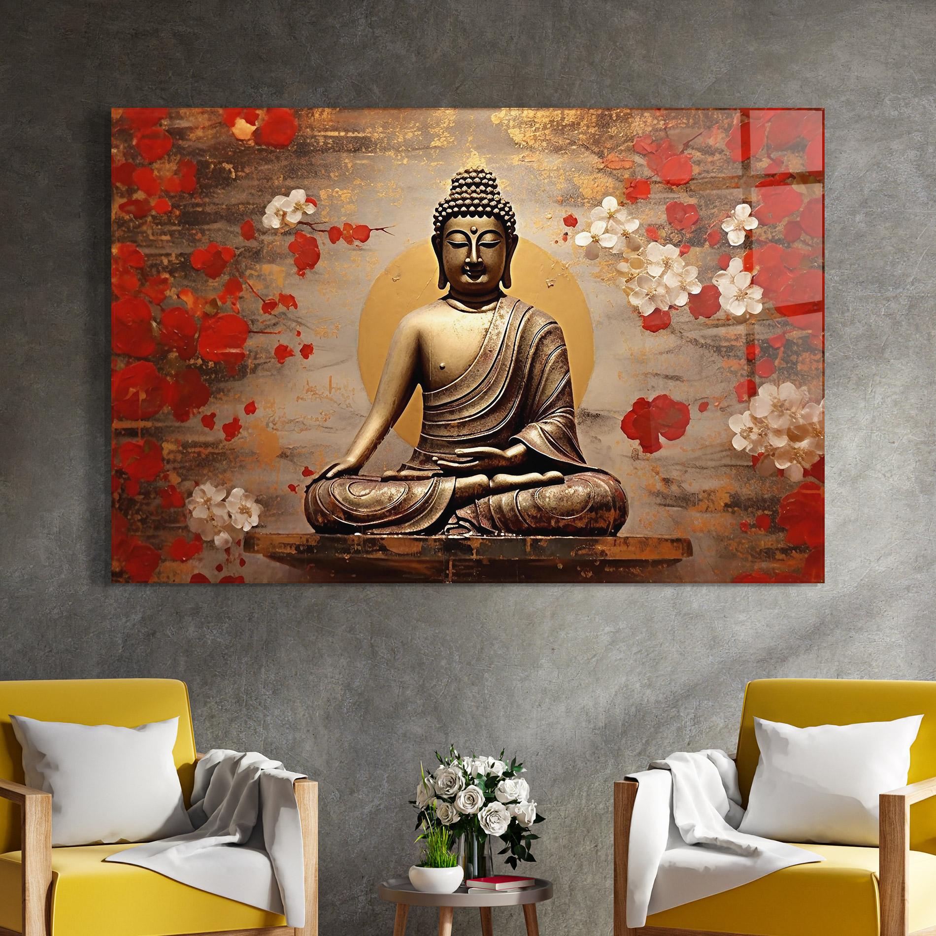 Glasbild Japanese Buddha Art mockup 4