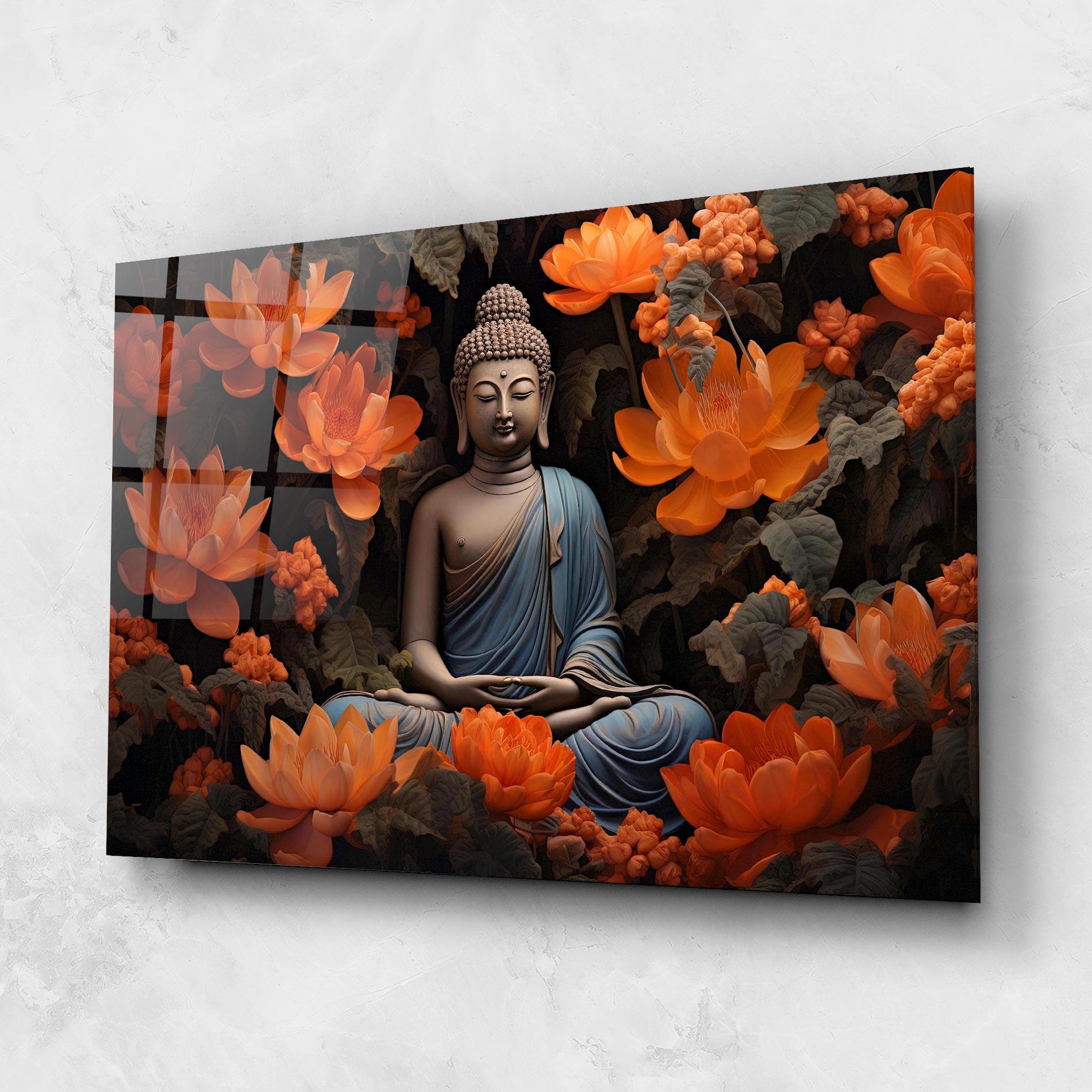 Glasbild Big Flower Buddha mockup 1