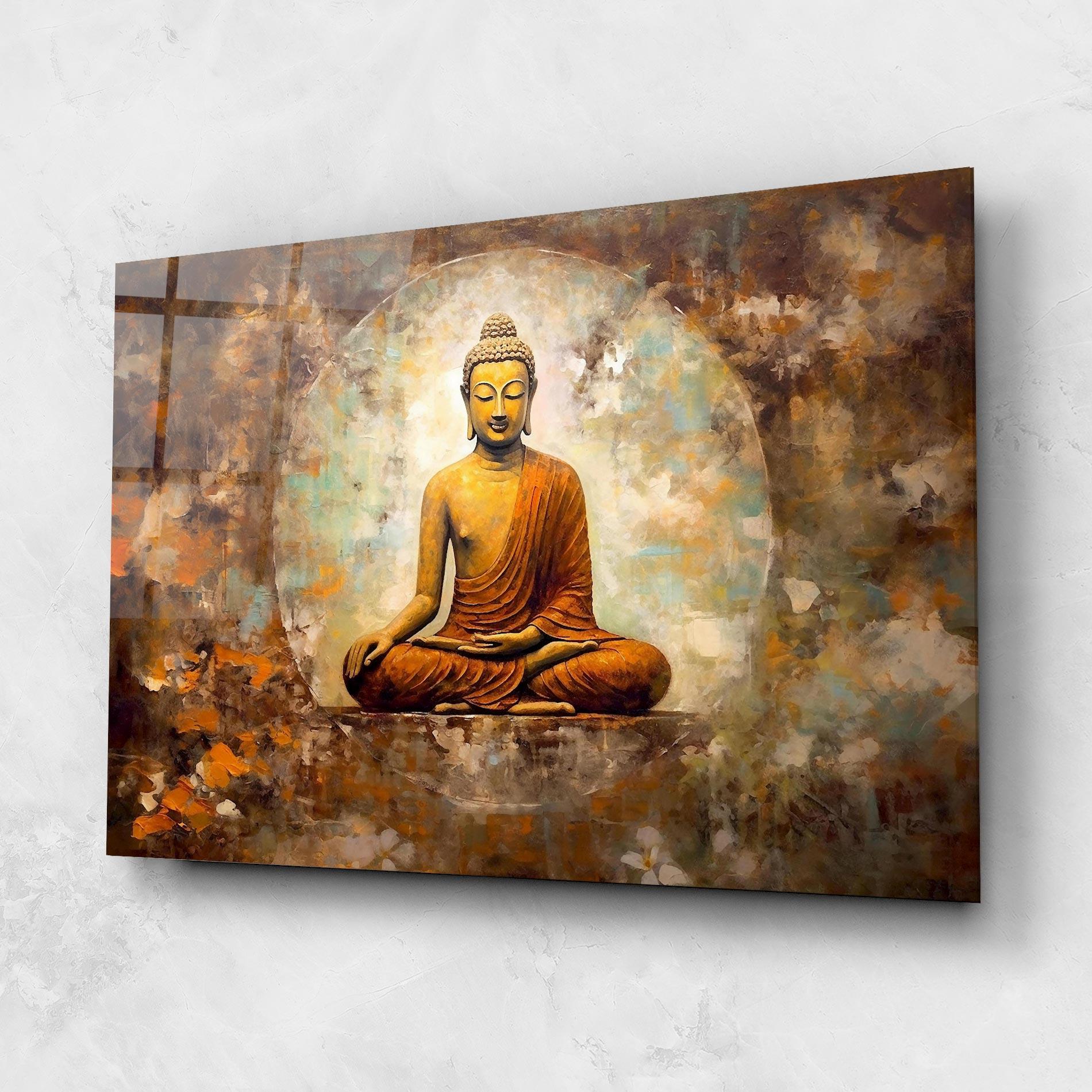 Glasbild Blue Circle Buddha mockup 1