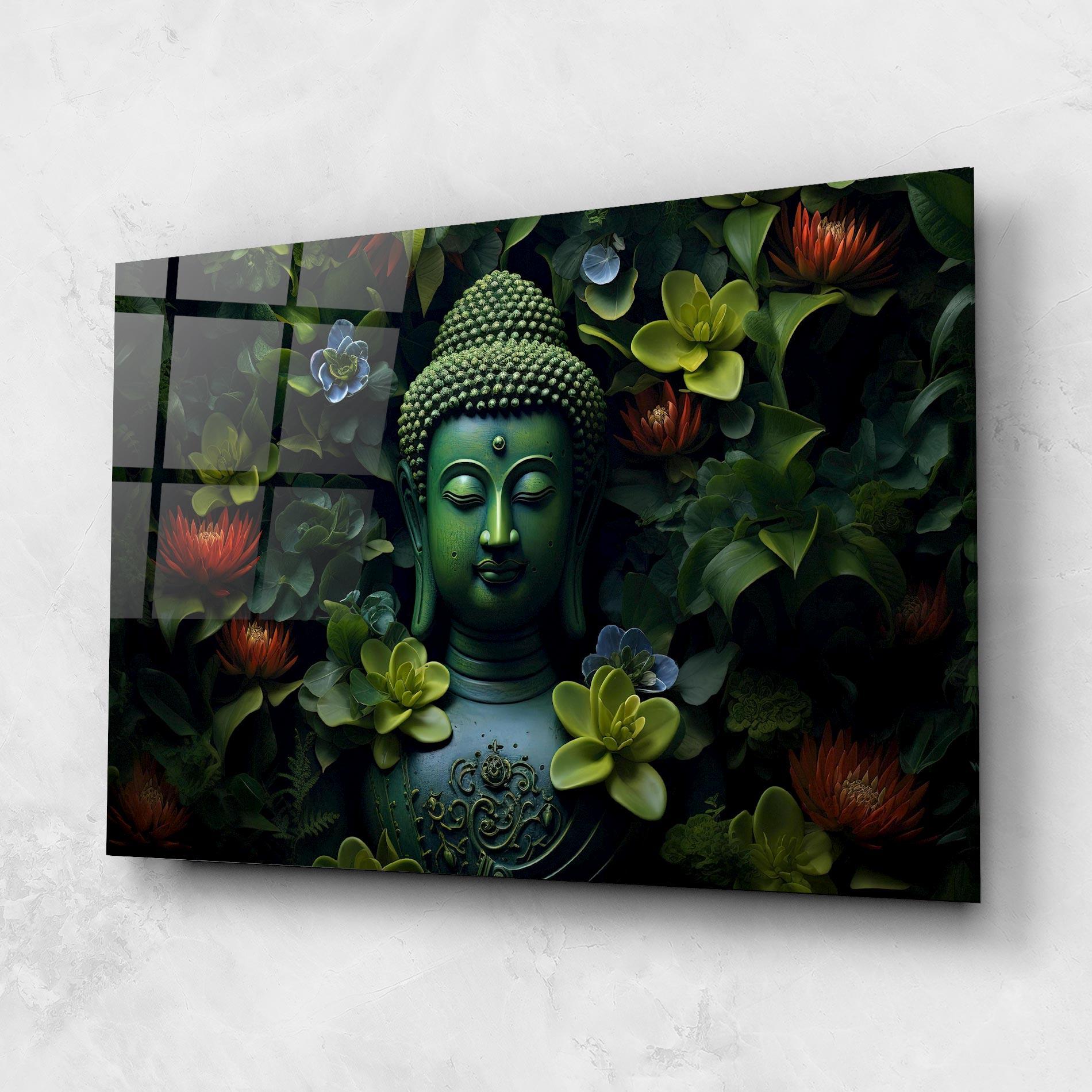 Glasbild Blue Light Buddha mockup 1