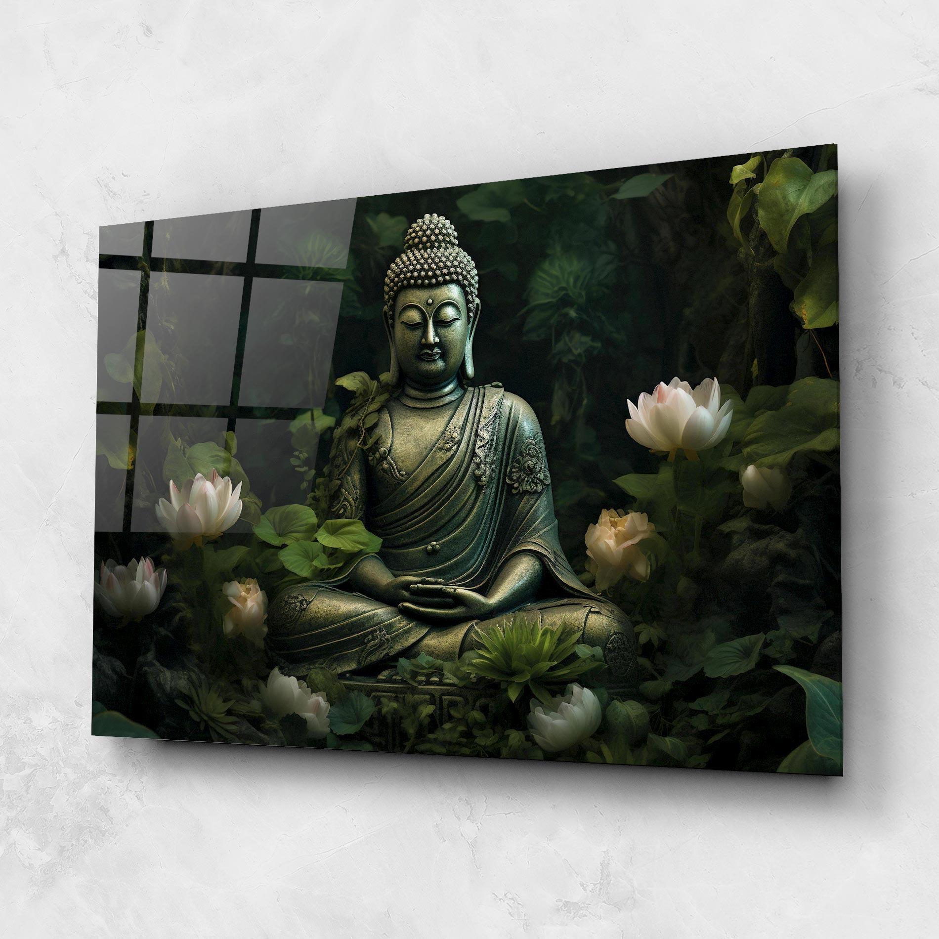 Glasbild Buddha Lotus Flower mockup 1